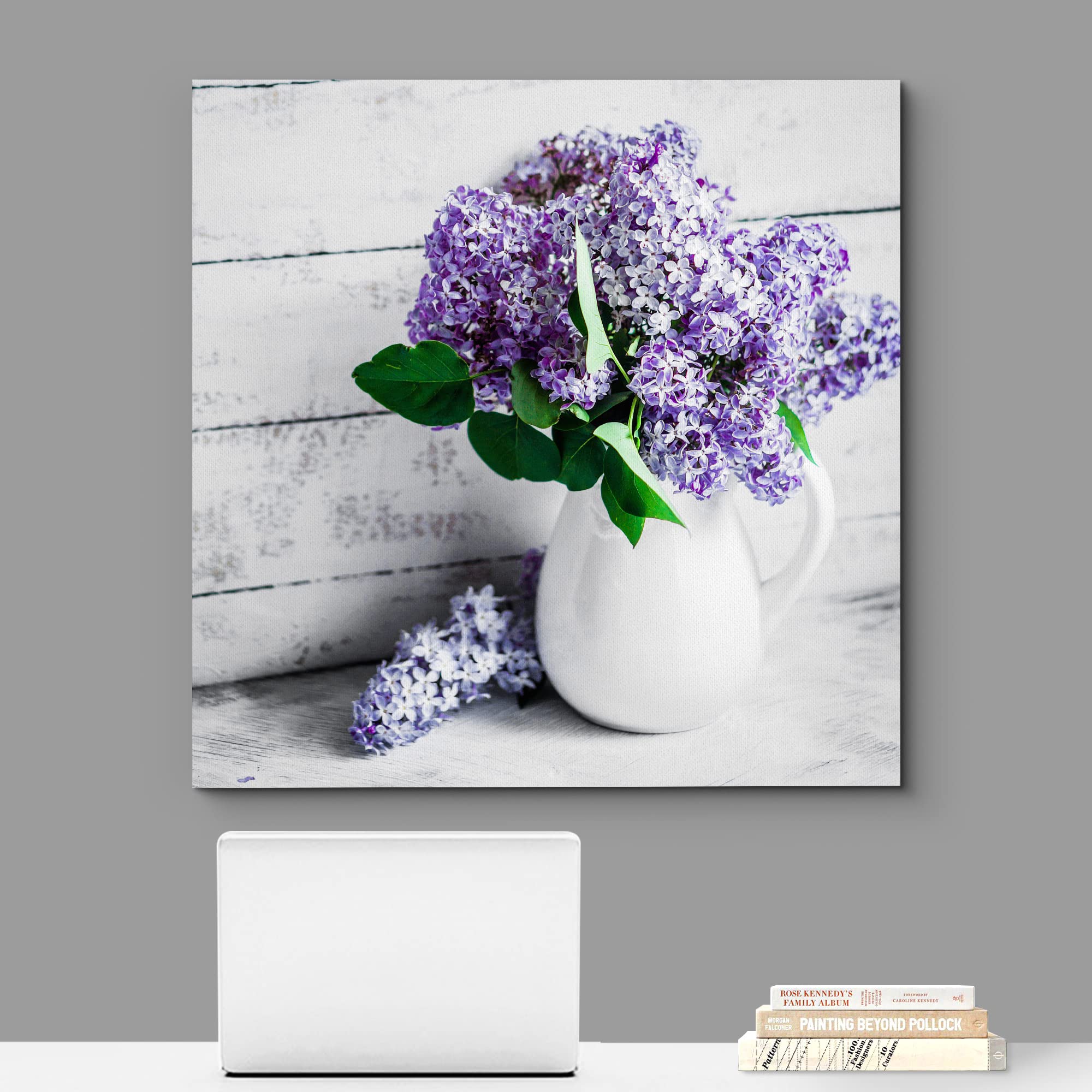 Wall26 Canvas Wall Art - Elegant Lilac Light Purple And Pink Flowers In White China Bottle Mordern Home Decoration 16''X16''