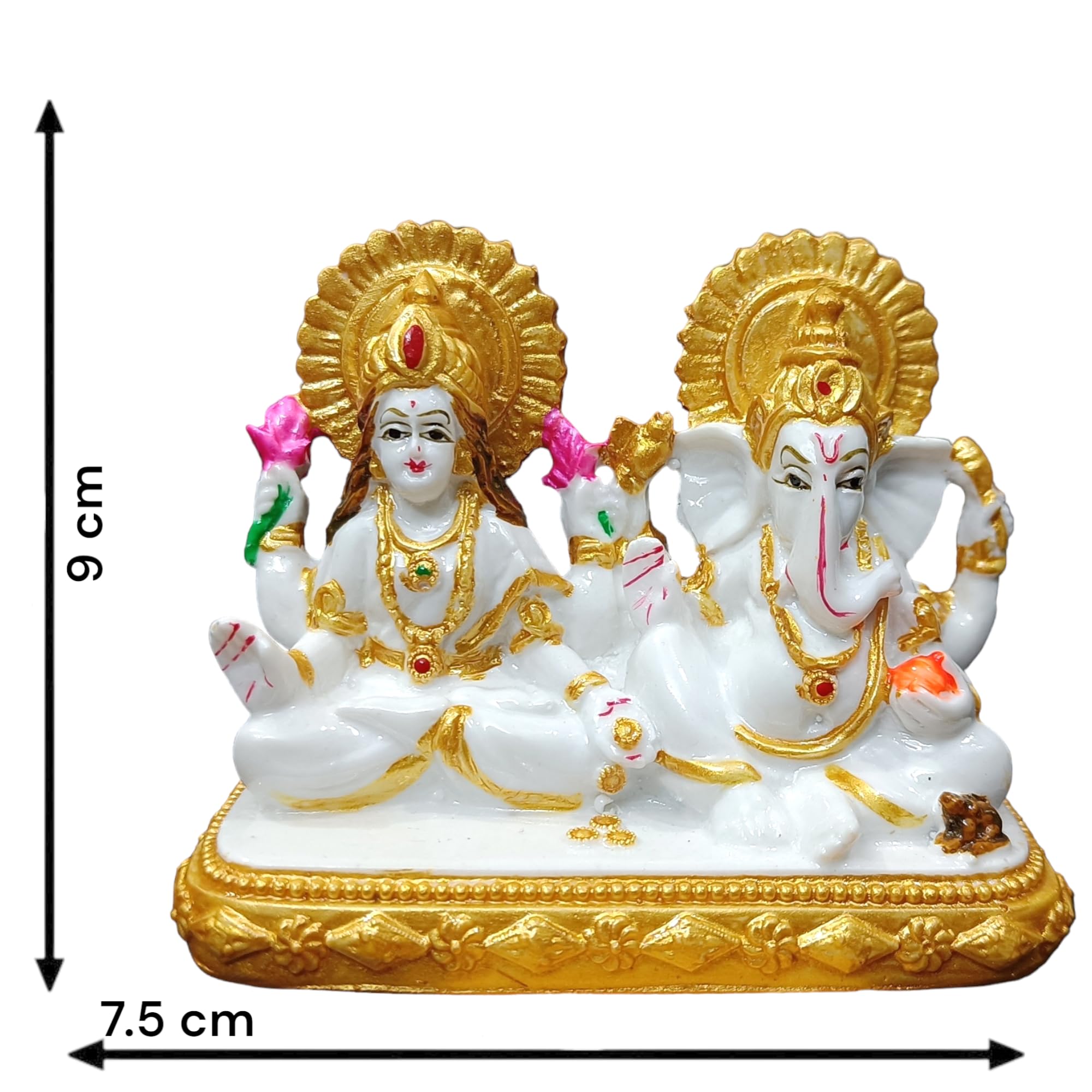 Avg Artistry-Laxmi Ganesh With Single Standy Idol For Car Dashboard & Gift Purpose