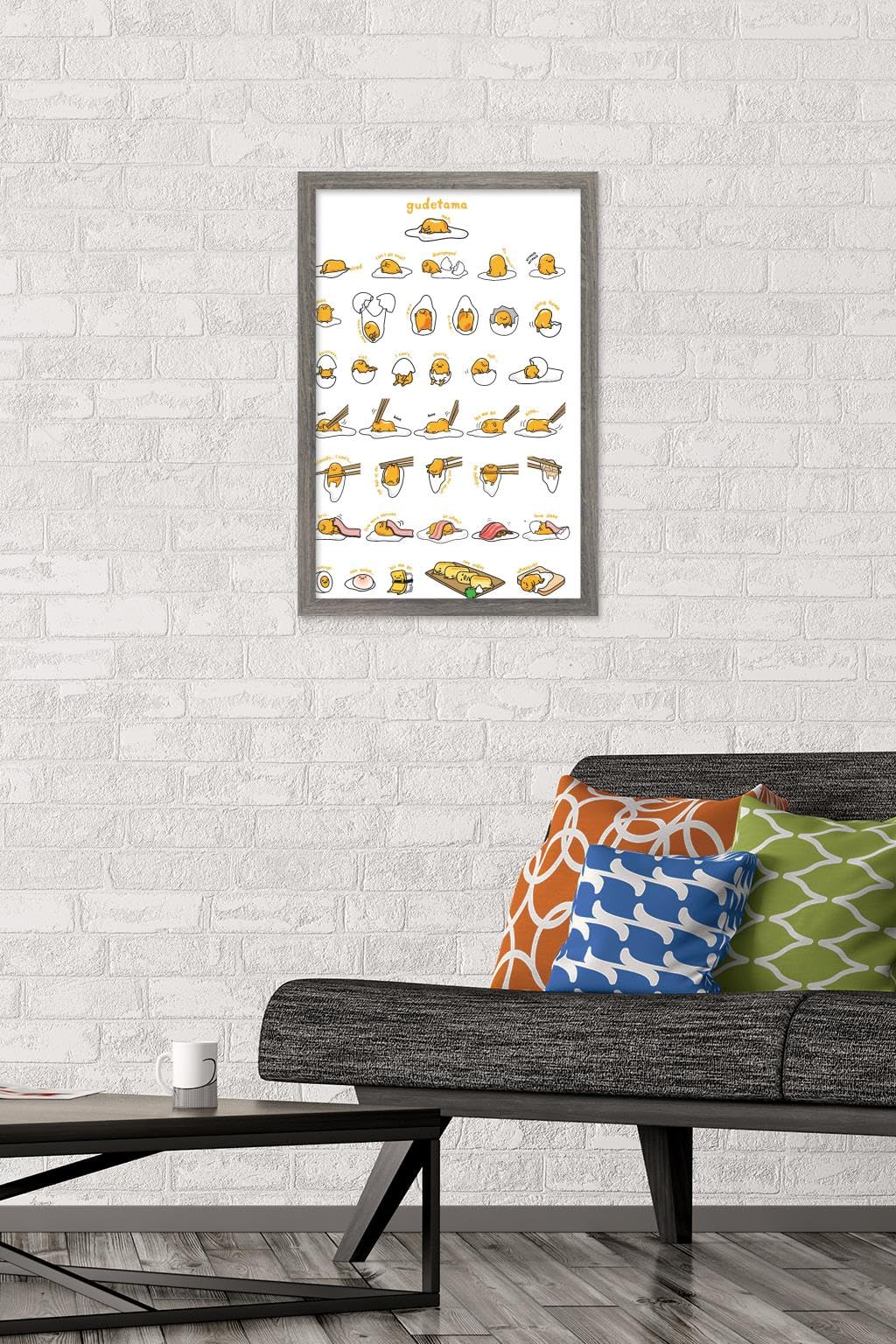 Trends International Gudetama - Grid Wall Poster, 14.725'' X 22.375'', Barnwood Framed Version