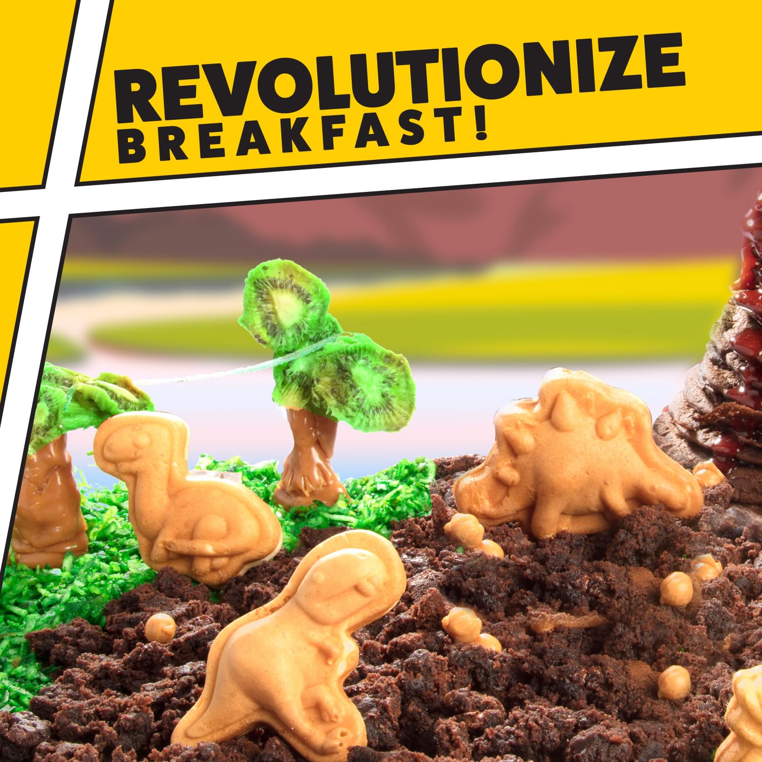 Dinosaur Mini Waffle Maker - 5 Different 3D Shaped Dinos in Minutes- Make Fun Holiday Breakfast for Kids  Adults w Cool Novelty Pancakes  Electric Non-Stick Waffler Iron with Recipe Guide  Xmas Gift