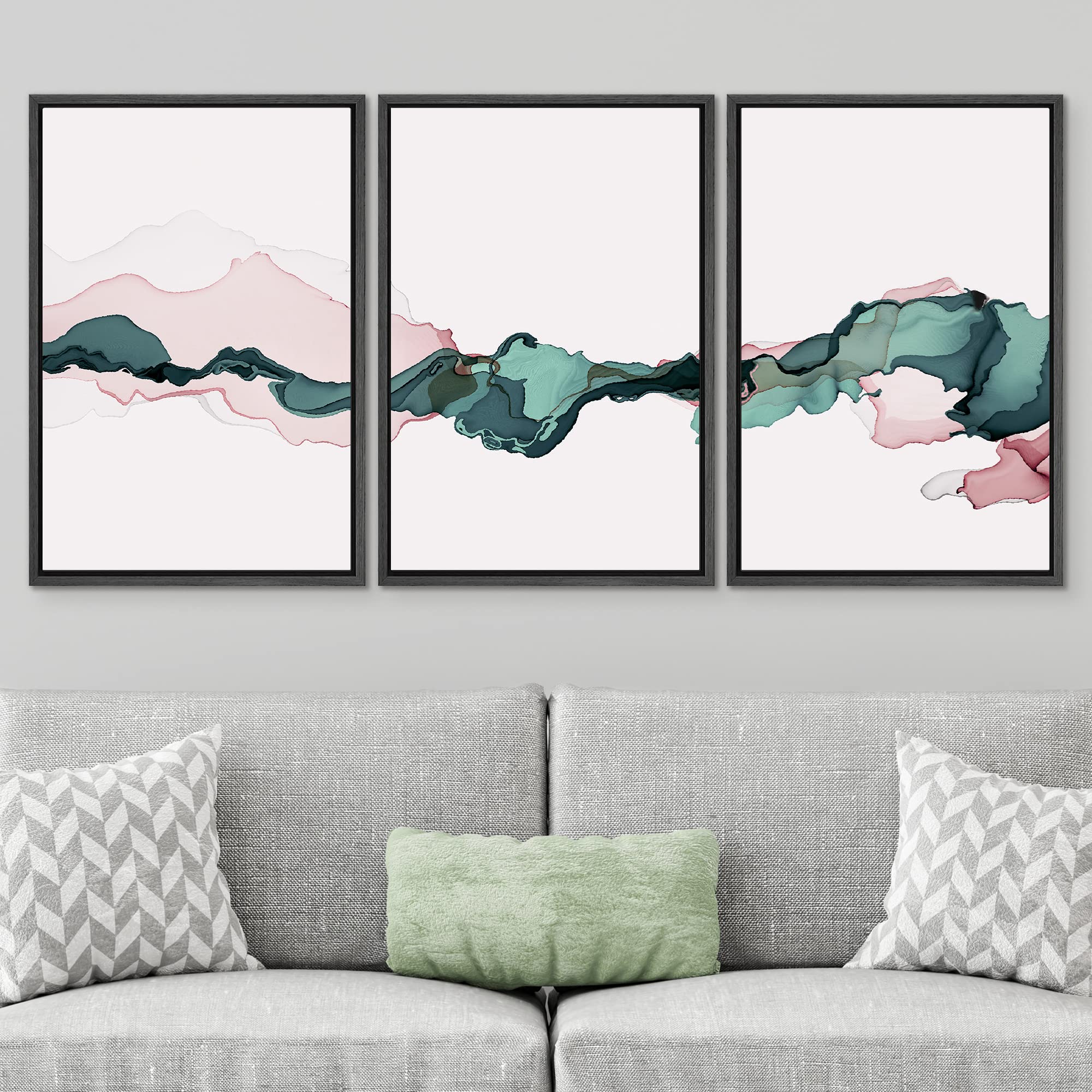 Signwin 3 Piece Framed Canvas Wall Art Mountain Covered With Snow Canvas Prints Home Artwork Decoration For Living Room,Bedroom