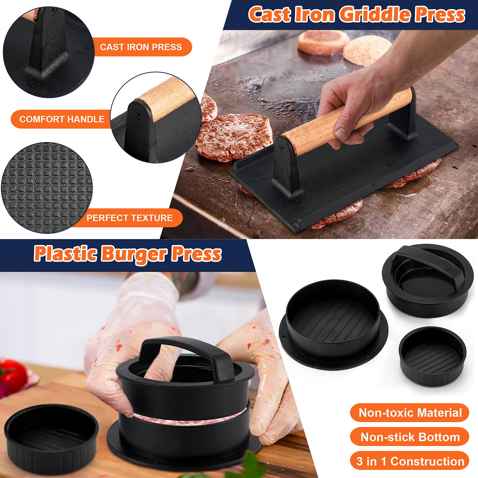 Joyfair Griddle Accessories Set of 18  Stainless Steel Flat Top Grilling Accessory Outdoor Camping BBQ Cooking Tools  with Grill Spatulas  Scraper  Melting Dome  Burger Turner  Portable Carrying Bag