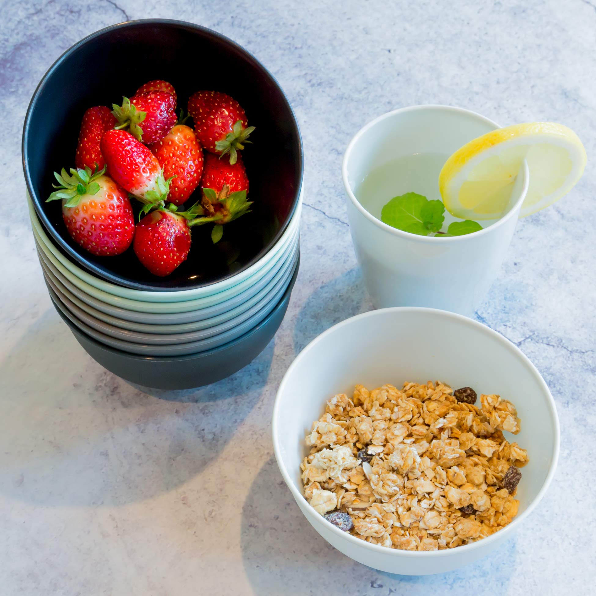 Youngever 9 Pack 10 Ounce Plastic Bowls  Kids Plastic Bowls  Set of 9 (9 Urban Colors)