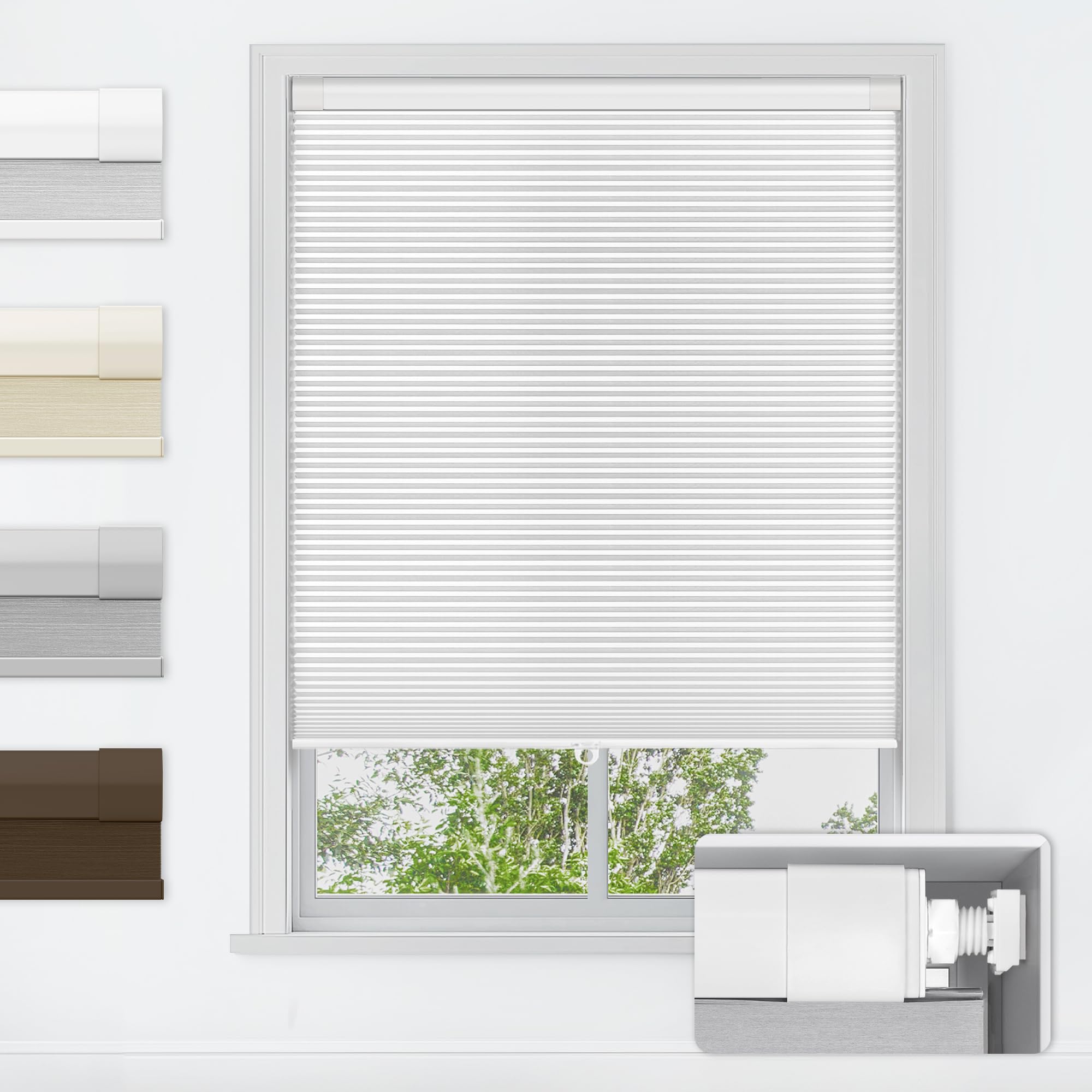 LazBlinds No Tools No Drill Cordless Cellular Shades, Blackout Light Blocking Honeycomb Shades for Home, Thermal Insulation Blin