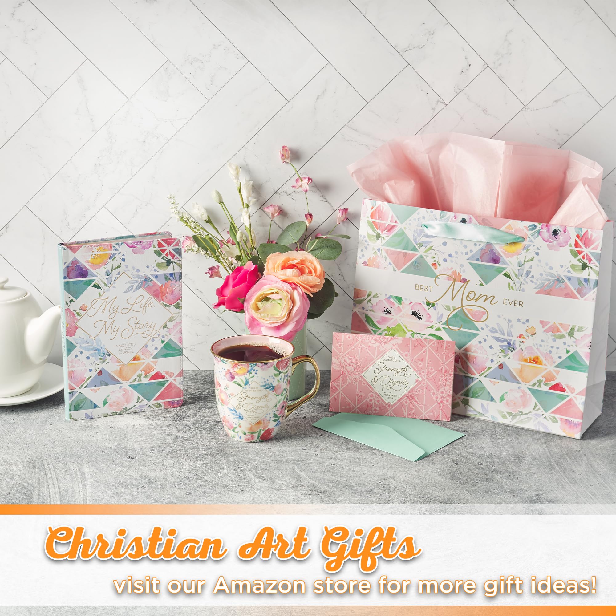 Christian Art Gifts Large Landscape Gift Bag For Women Wscripture Greeting Card  Tissue Paper Set: Best Mom Ever - Wrapping Esse