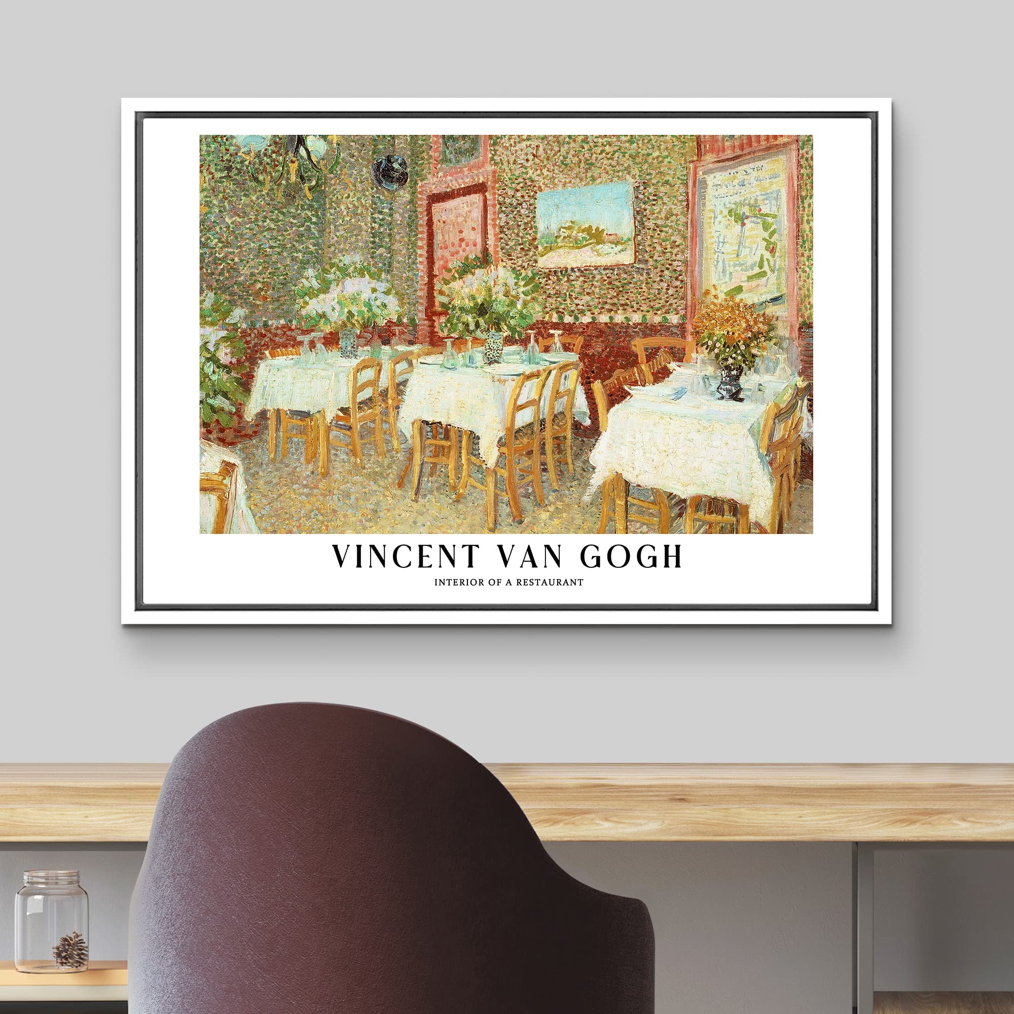Wall26 Framed Canvas Print Wall Art Interior Of A Restaurant By Vincent Van Gogh Historic Classical Illustrations Fine Art Decor