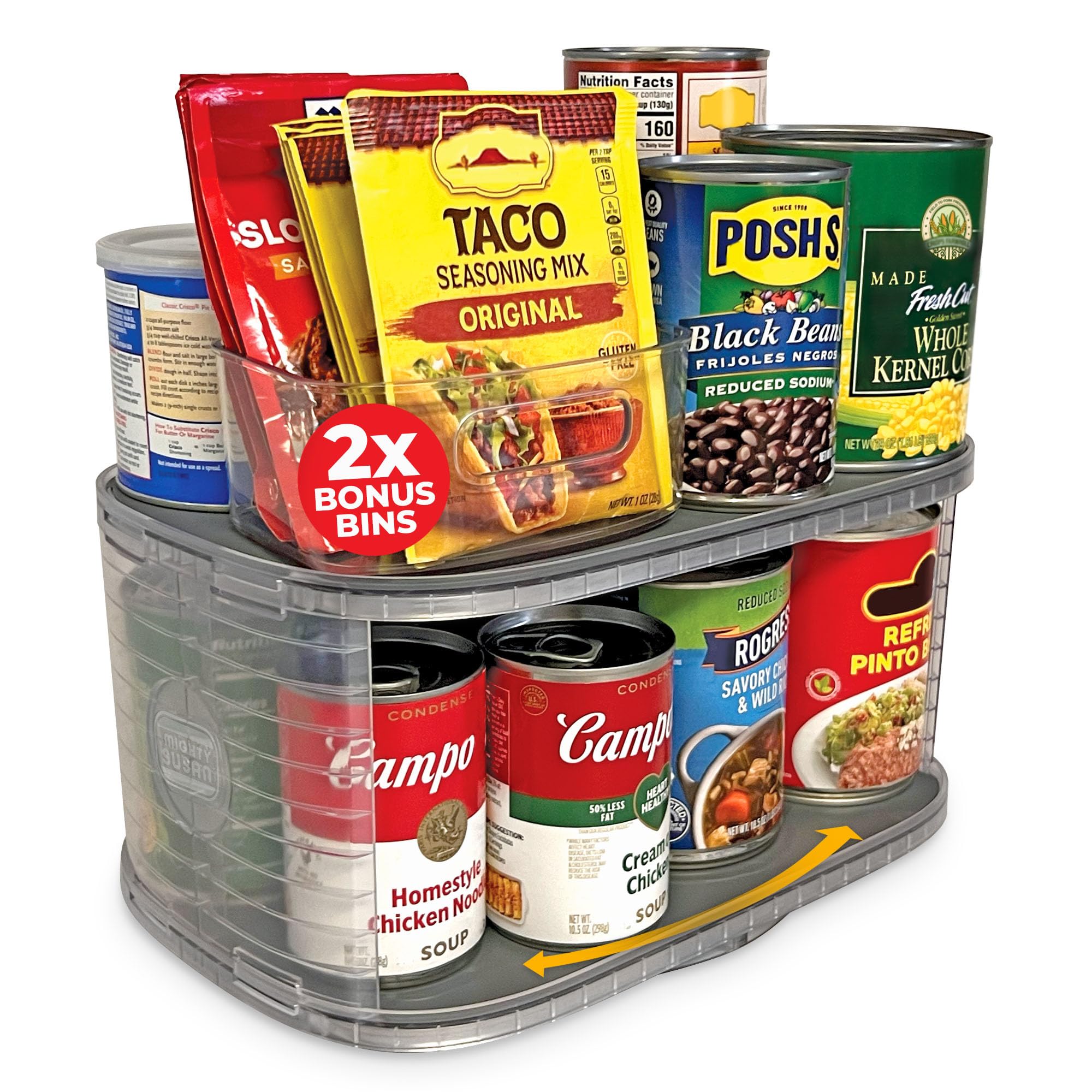 Mighty Susan 2Tier Lazy Susan Organizer for Cabinet, Steel Reinforced