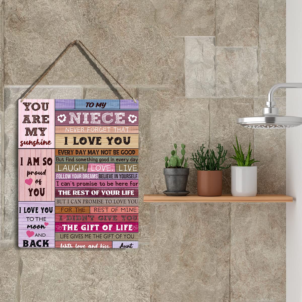 Niece Gifts from Auntie To My Niece Wooden Hanging Sign Back to School Encouragement Gift for Niece from Aunt Uncle Wall Decor f