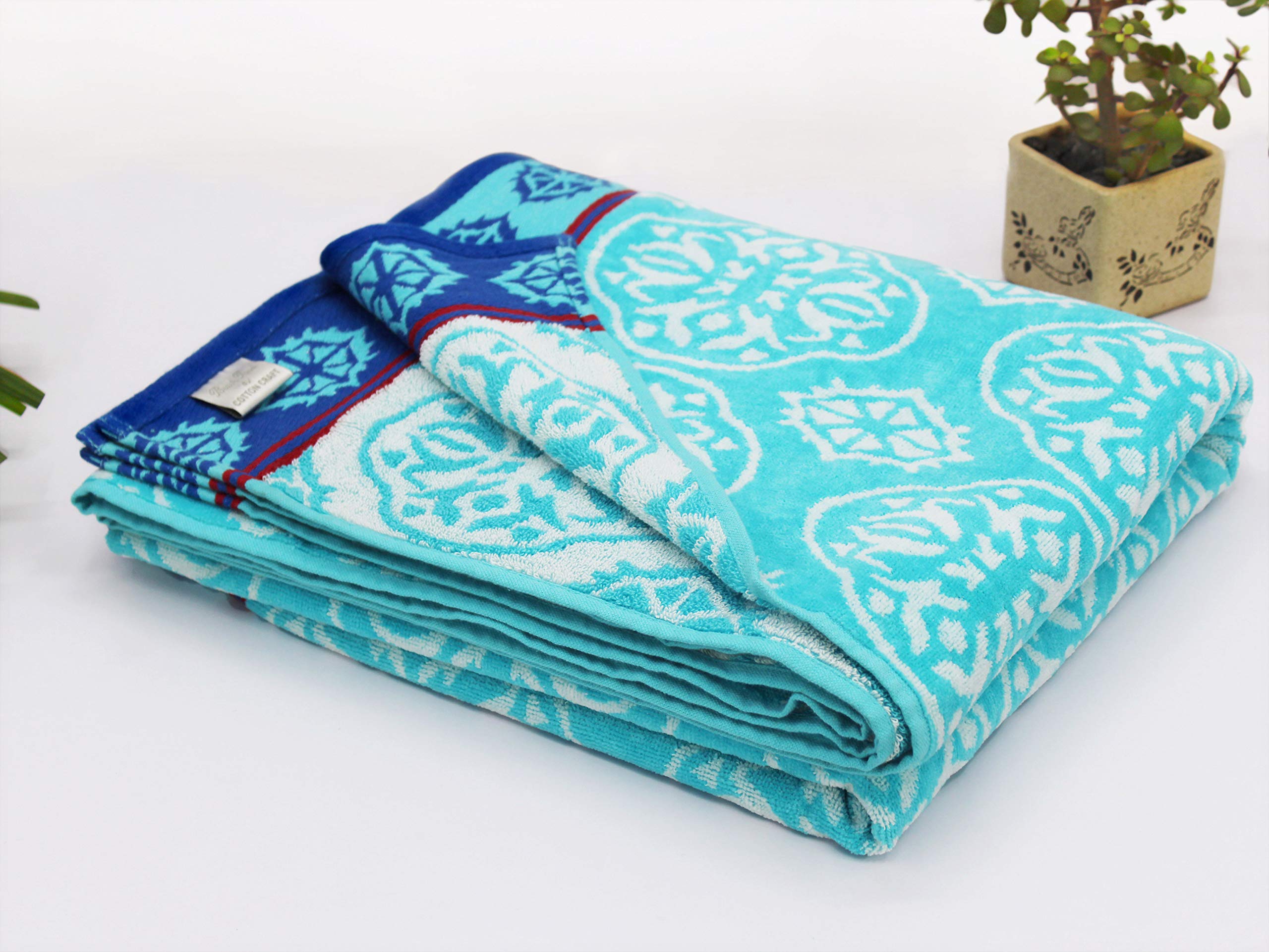 Cotton Craft Oversized Extra Wide Xl Beach Blanket Towel For Two 58 X 68-100% Cotton Velour - Big & Huge - Pool Picnic Bath Jacq