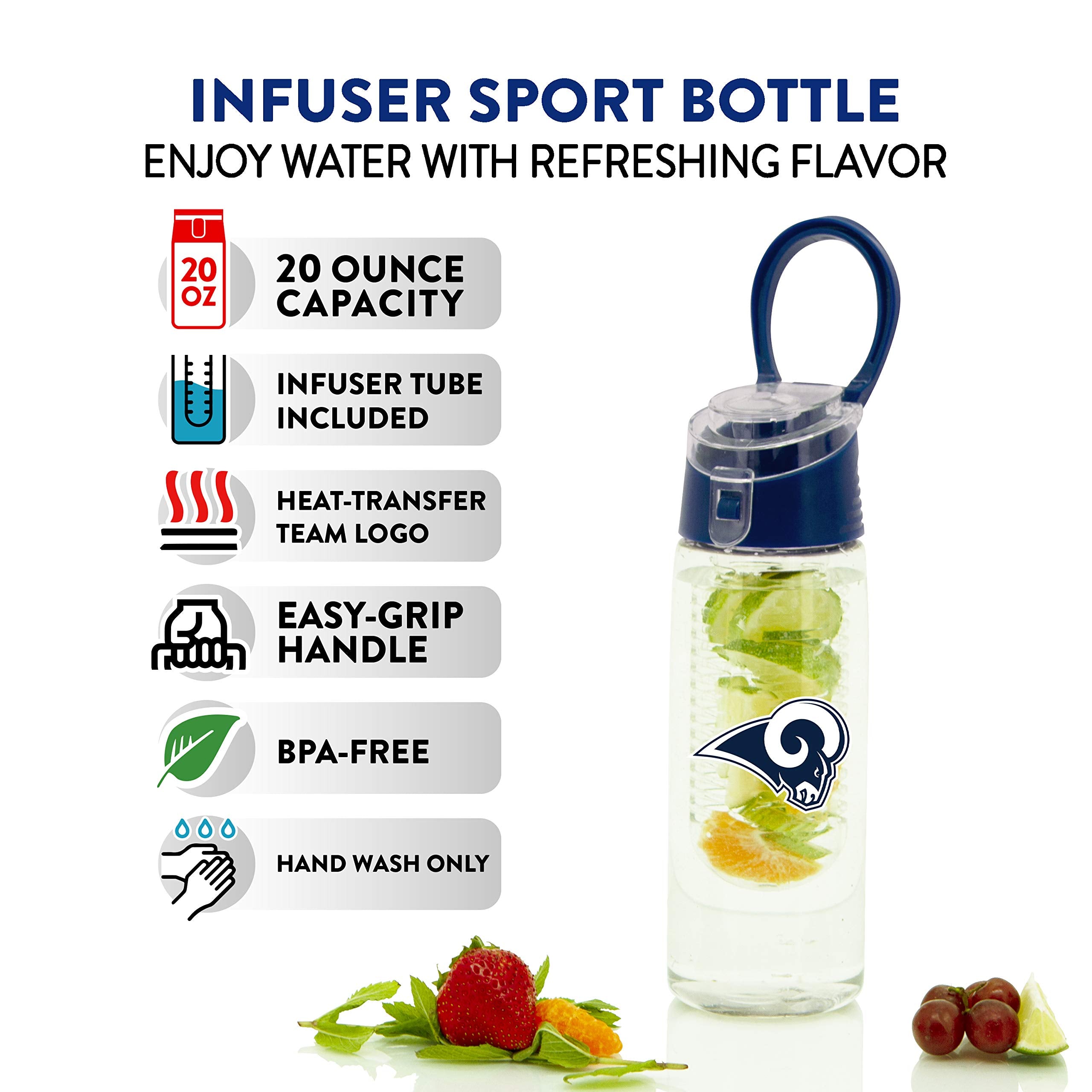 Los Angeles Rams Sport Bottle 24Oz Plastic Infuser Style