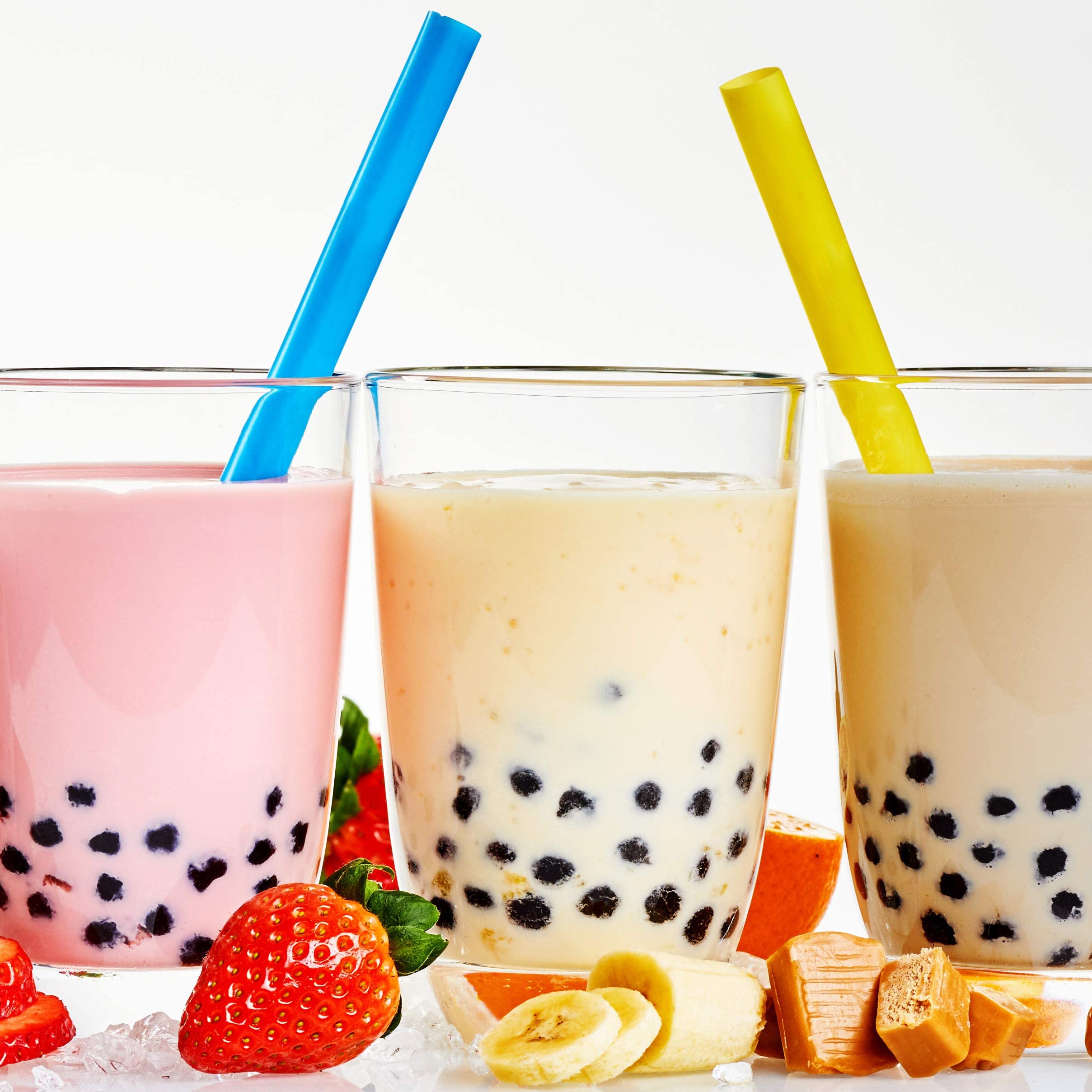 Jumbo Milkshake Straws Individually Wrapped, 300 Pack, Extra Wide Smoothie 0.47'' Multi Colored Disposable Fat Boba Tea Straw, B