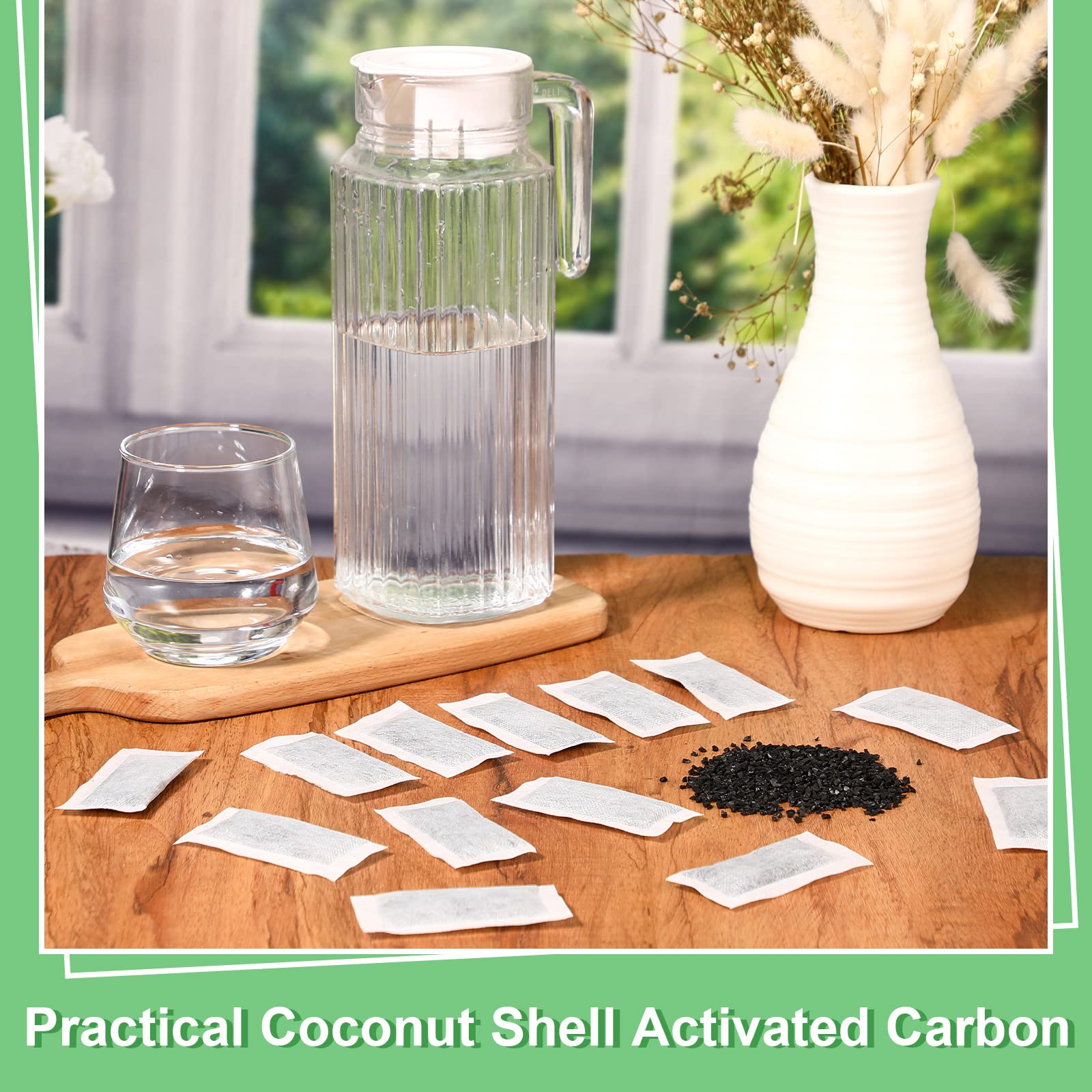 48 Packs Replacement Activated Charcoal Distiller Filters Coconut Shell Activated Carbon Filter Sachets Compatible With Countert