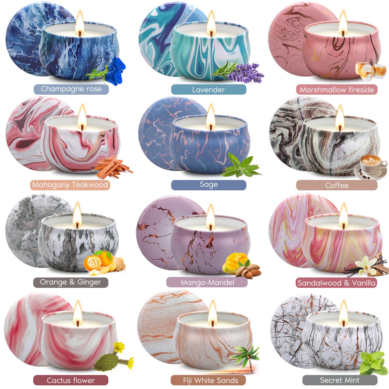 Scented Candles Gifts for Women, 12 Pack Candles for Home Scented, 30 Oz Soy Wax Candles Gifts Sets, 240H Burning Candles for Sc