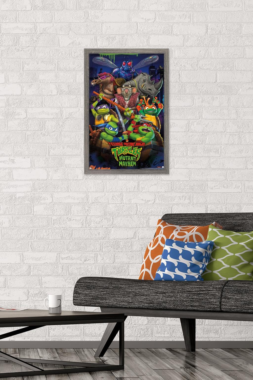 Trends International Teenage Mutant Ninja Turtles: Mutant Mayhem - Group Wall Poster, 14.72'' X 22.37'', Barnwood Framed Version
