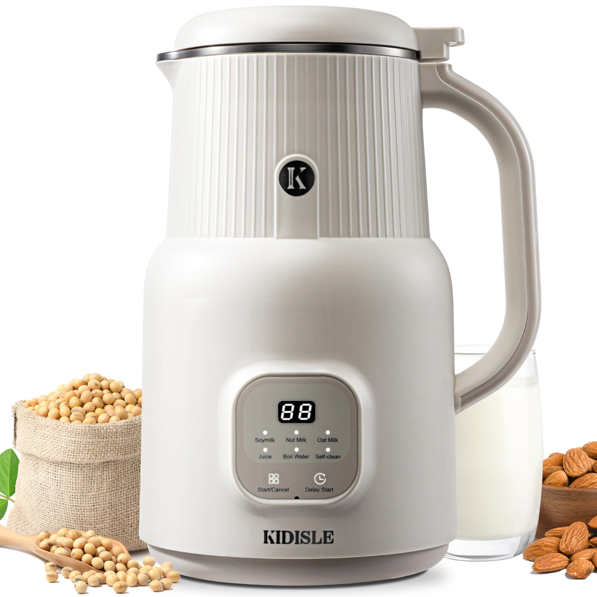 Kidisle 6 In 1 Automatic Nut Milk Maker, 20Oz Homemade Almond, Oat, Coconut, Soy, Plant Based Milks And Non-Dairy Beverages With