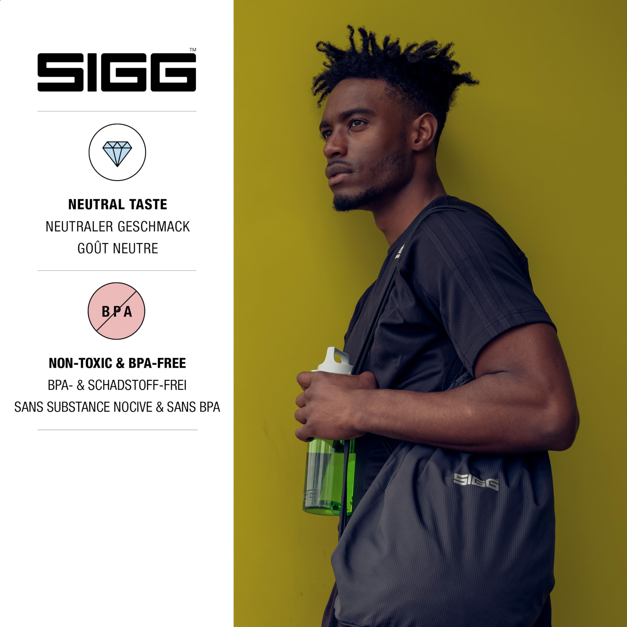 Sigg - Tritan Sports Water Bottle - Total Color Green - Leakproof - Featherweight and Shatter-Proof Tritan Plastic - Dishwasher Safe - BPA Free - 20 Oz