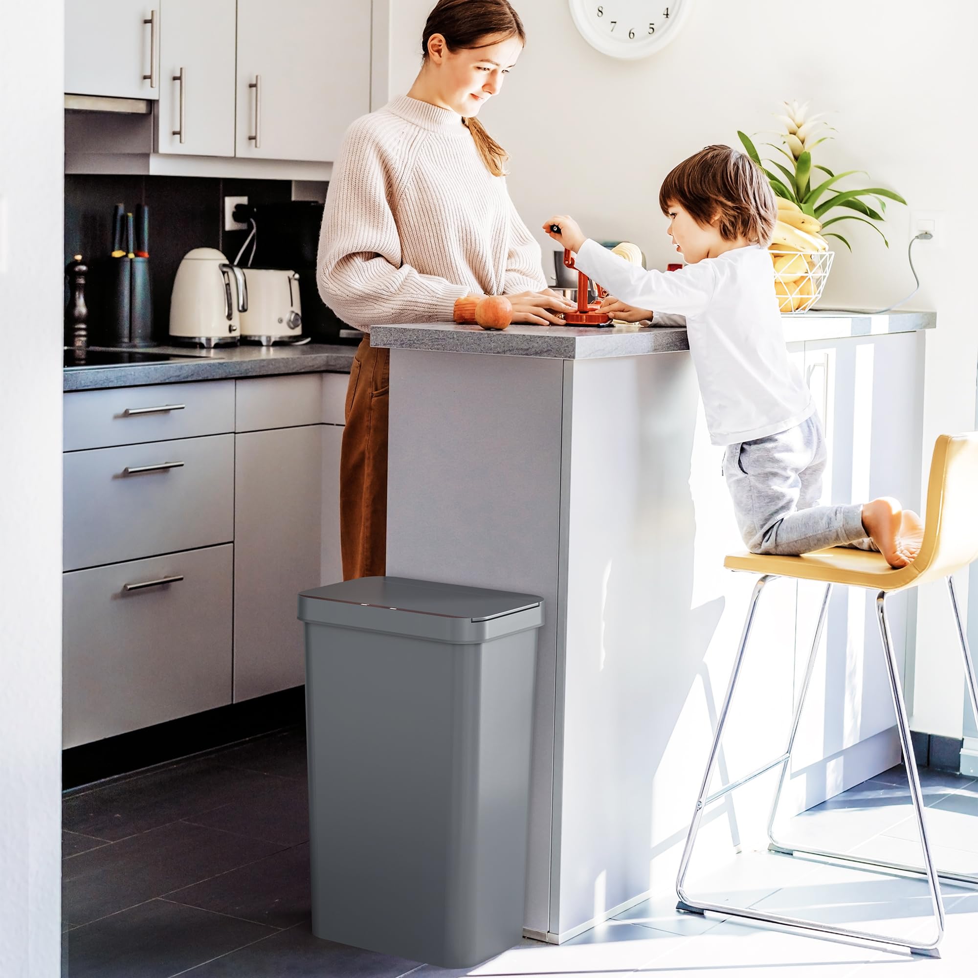 Itouchless Prime 13.2 Gallon Sensor Trash Can, Durable Dent-Proof Construction, Slim And Space-Saving Automatic Bin Great For Ki