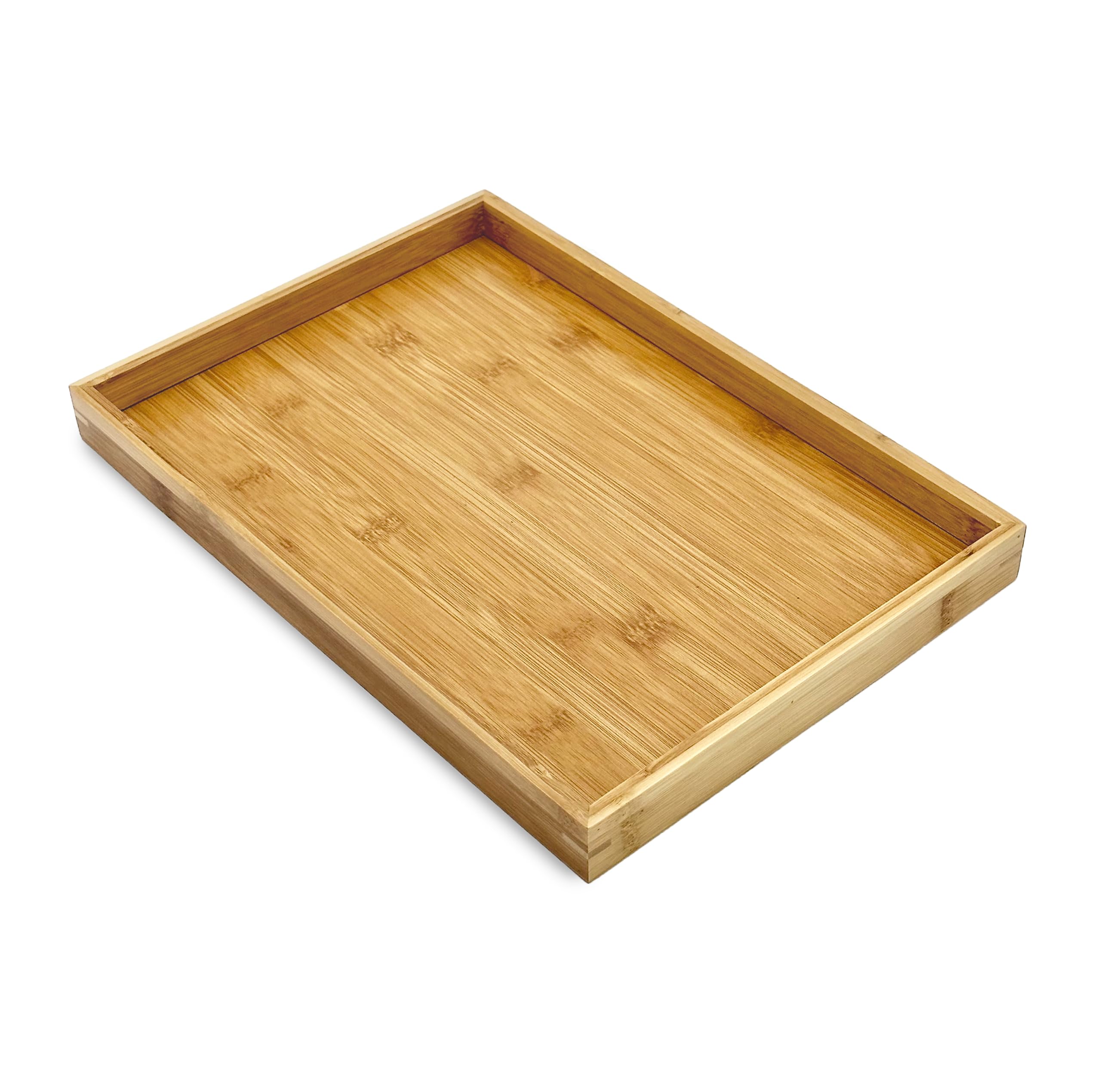 Bam & Boo (1-Pack) Natural Bamboo Rectangle Serving & Vanity Tray - For Kitchen, Bathroom, Countertop, Coffee Table (13'' X 9''