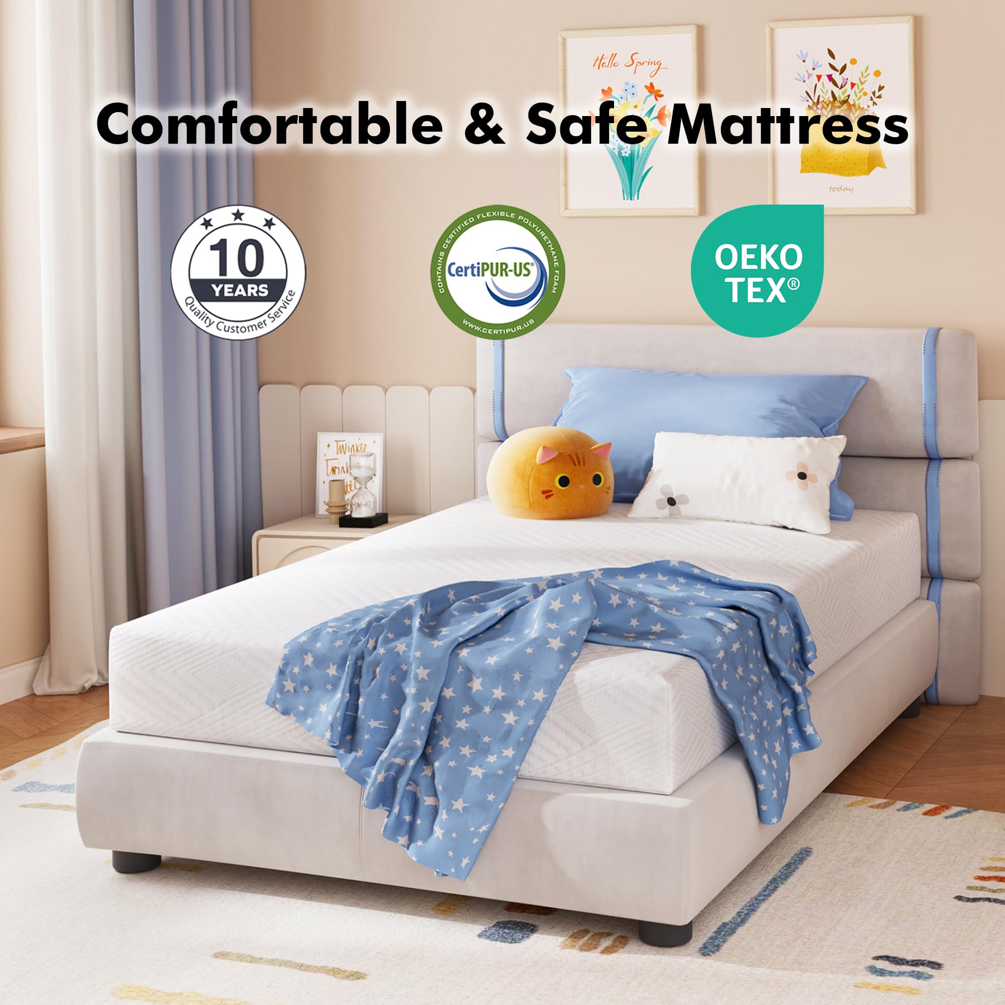 Synthospace Full Size Mattress 8 Inch Green Tea Memory Foam Mattress For Cool Sleep & Pressure Relief, Certipur-Us Certified Med