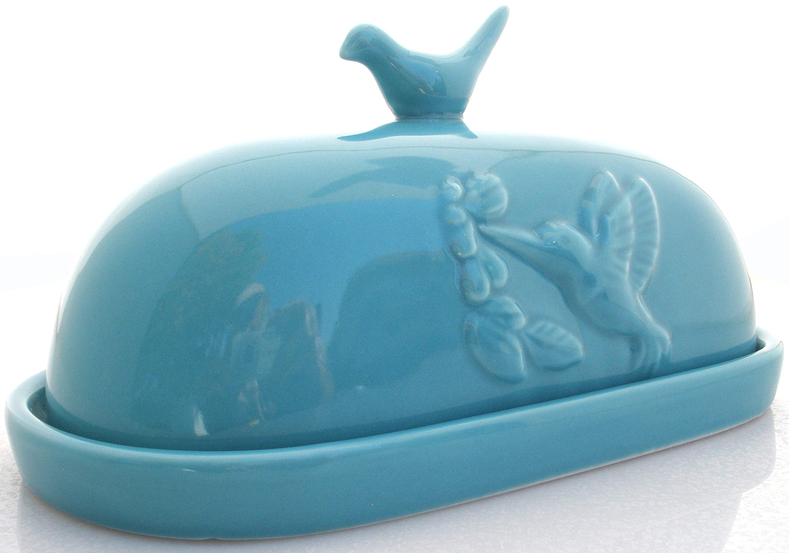Jbk Pottery Hummingbird Butter Dish With Lid Cover, Large, Kitchen Countertop Or Refrigerator Storage For Single Or Double Stick