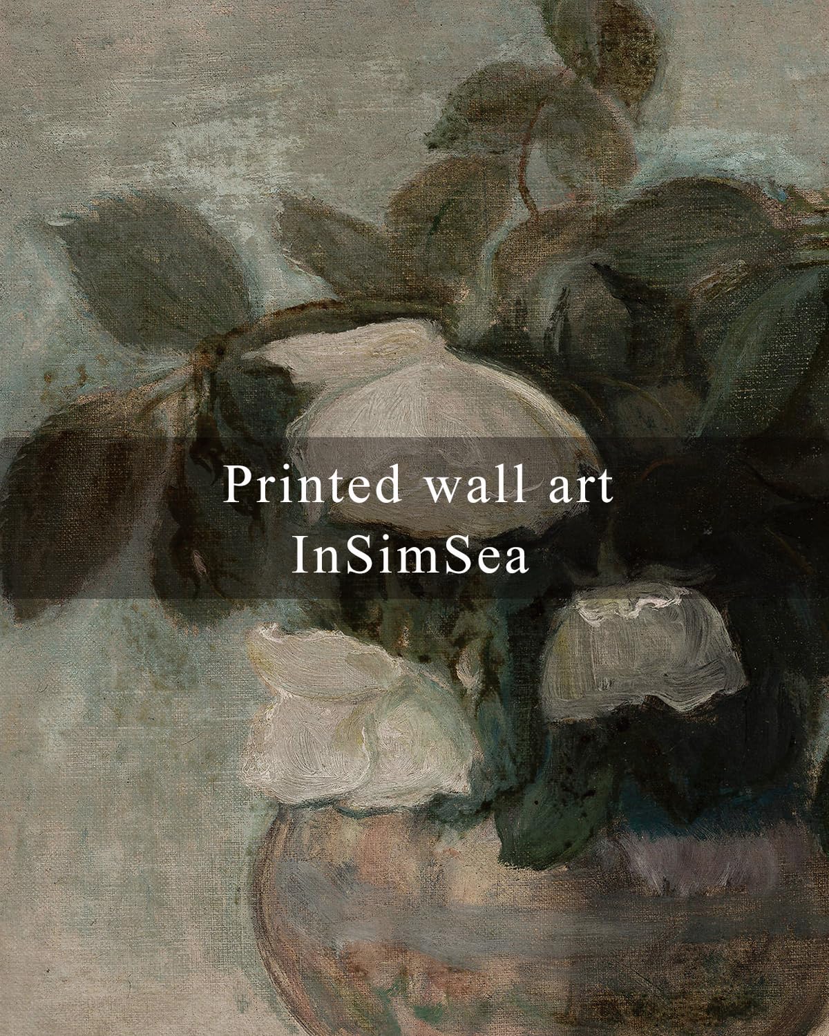 Insimsea Square Framed Canvas Wall Art, Flowers Decor Flowers In Vase Wall Paintings, Floral Pictures For Bedroom Bathroom Art W