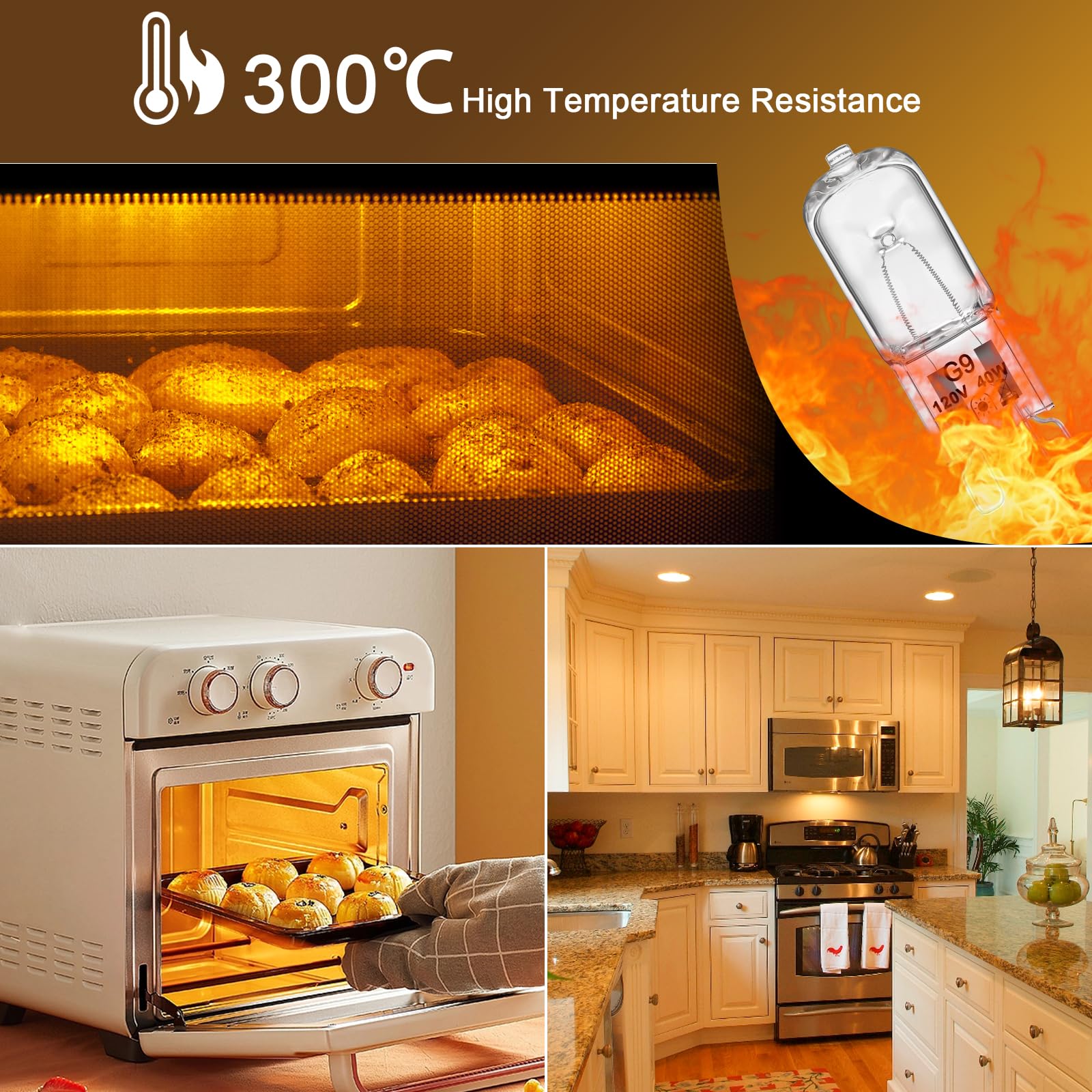 W10709921 Microwave Oven Light Bulbs Compatible With Whirlpool Kitchen-Aid Jenn-Air Ma-Ytag, G9 Halogen Bulb 40W Replace For W10