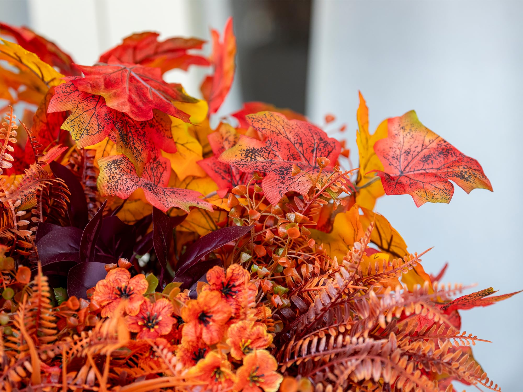 24 Bundles Fall Flowers Artificial for Decoration, Artificial Mums for Outdoor Maples Flowers for Outside Garden Yard Window Fal