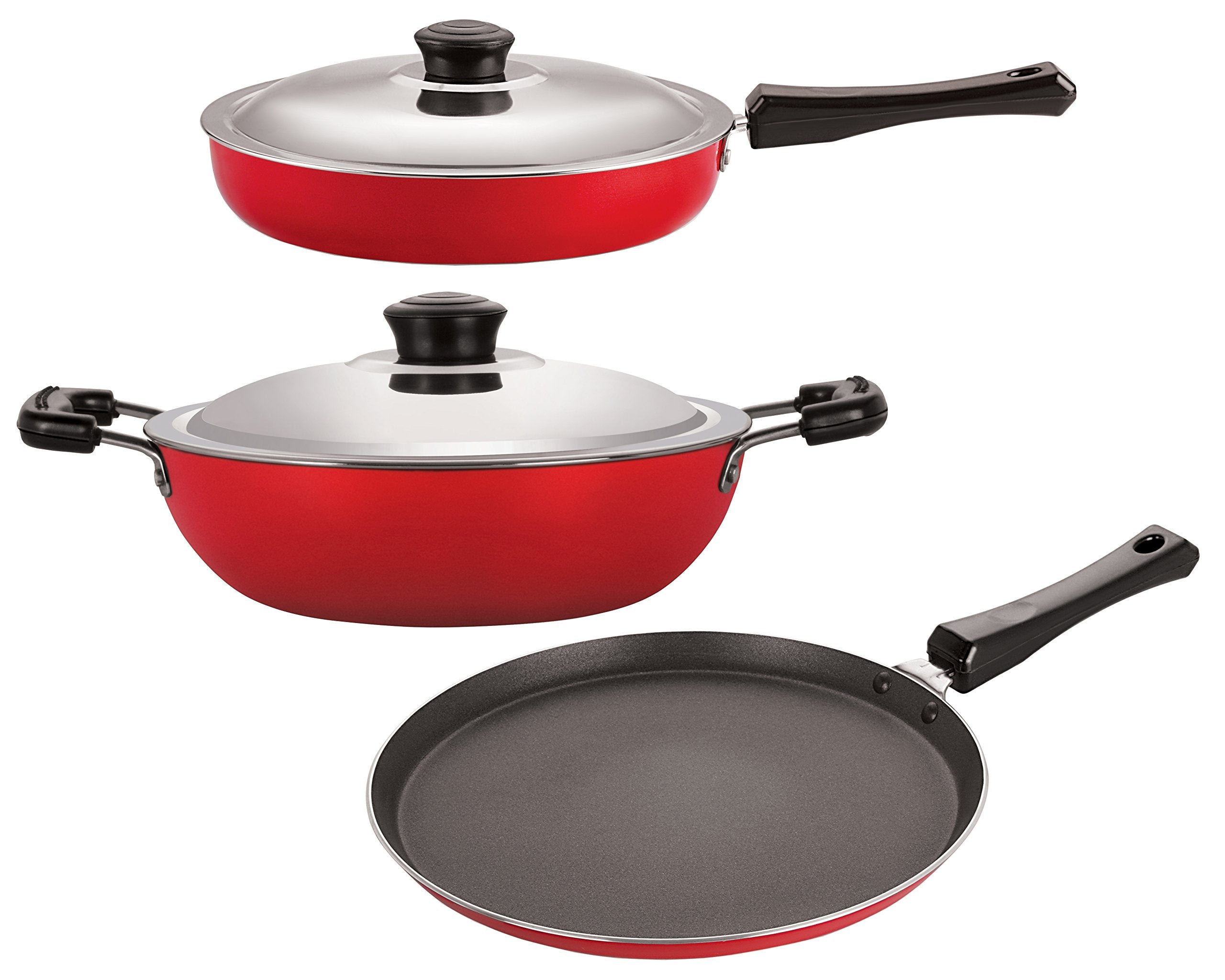 Nirlon NonStick Coated Aluminium Dishwasher Safe Kitchen Cooking Utencil Combo Set, Gas Compatible