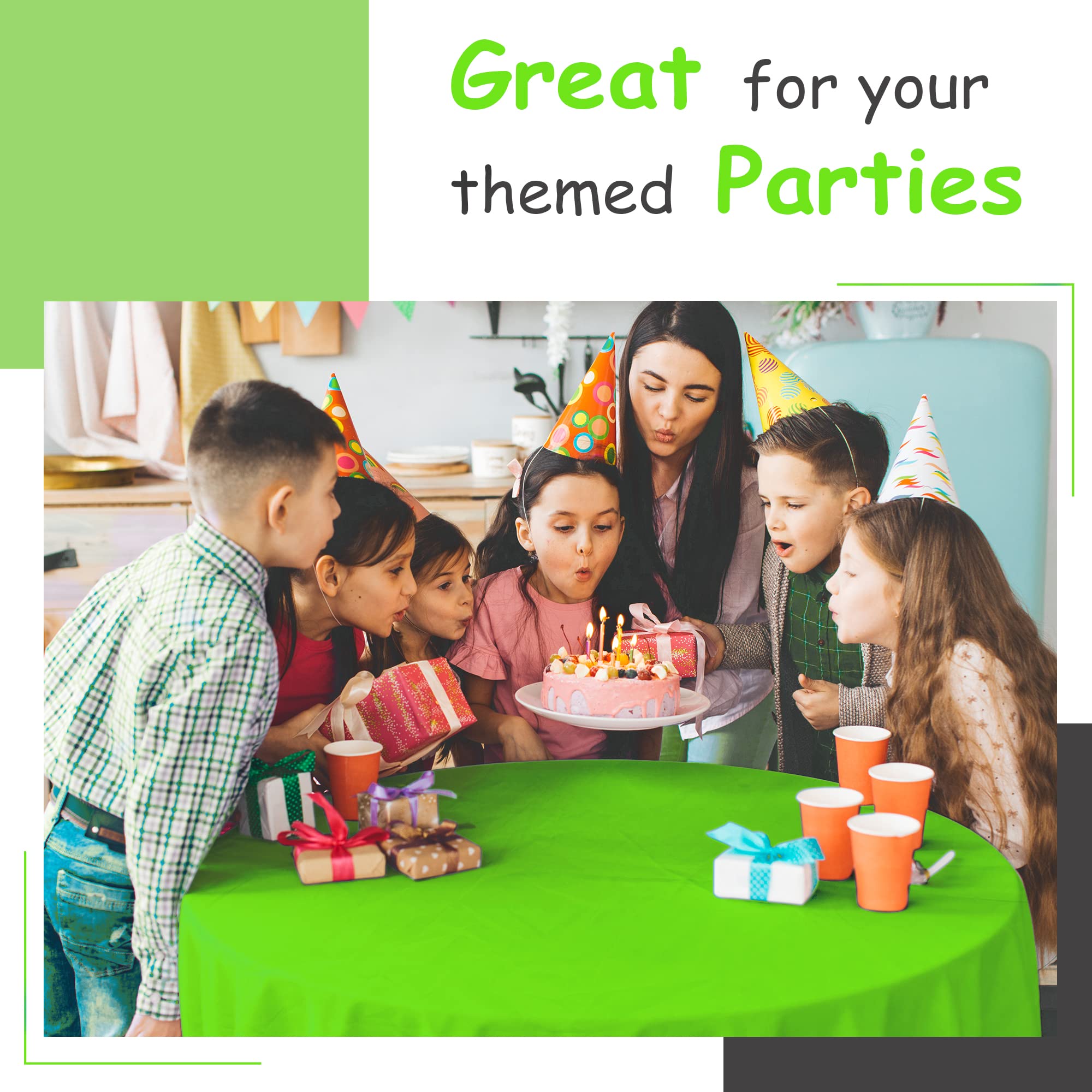 14 Pack Premium Lime Green Plastic Tablecloth - 54 X 108 In. Disposable Rectangle Plastic Table Cloth - Decorative Rectangle Tab