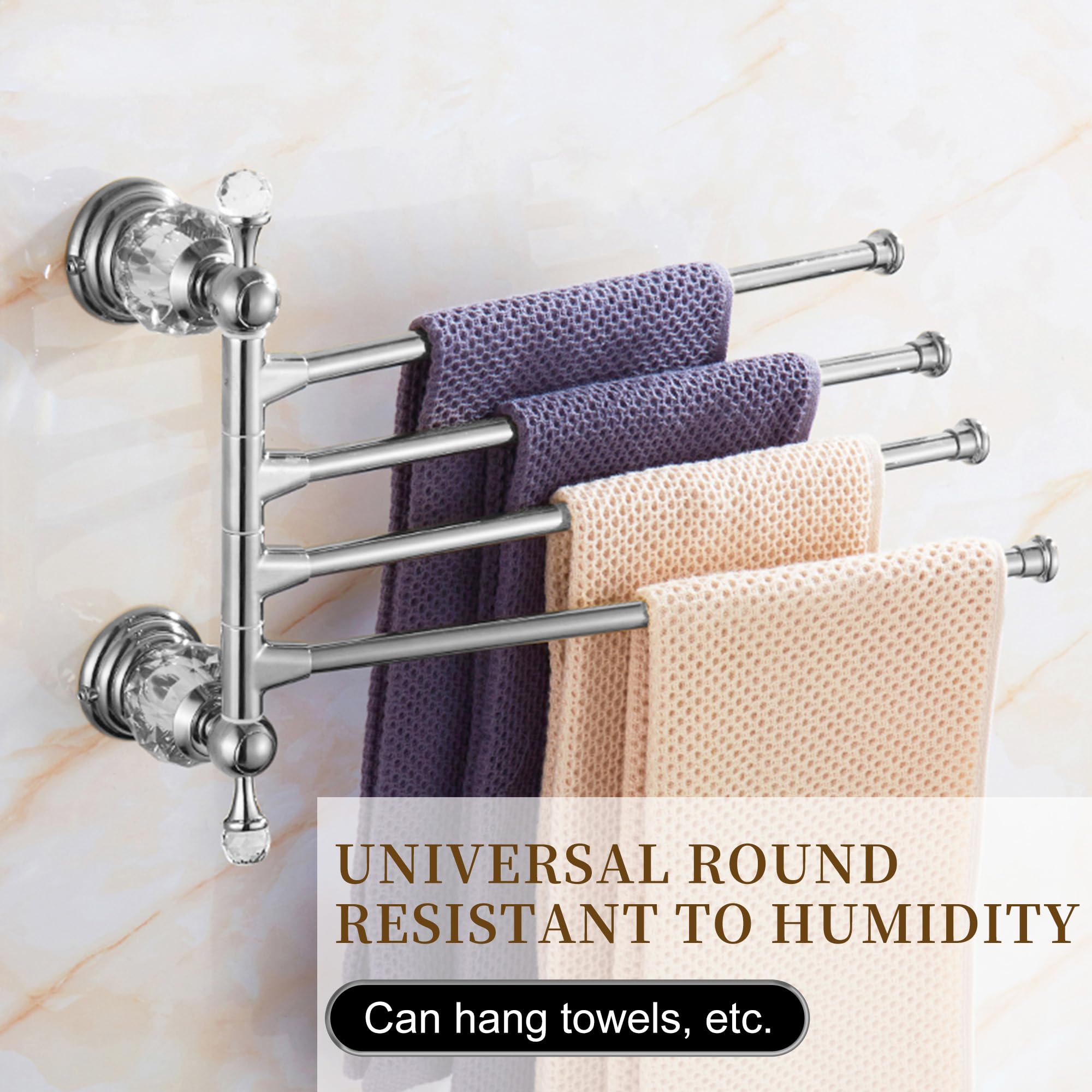 Chrome Folding Towel Bars Towel Holder, Silver Crystal Towel Rack Bathroom Hardware