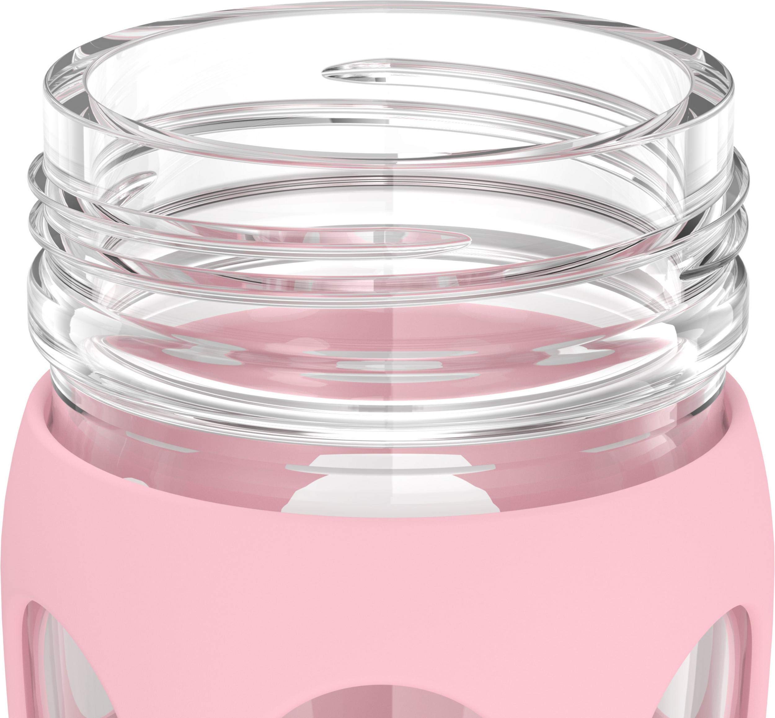 Lifefactory 22-Ounce BPA-Free Glass Water Bottle with Classic Cap and Protective Silicone Sleeve  Desert Rose