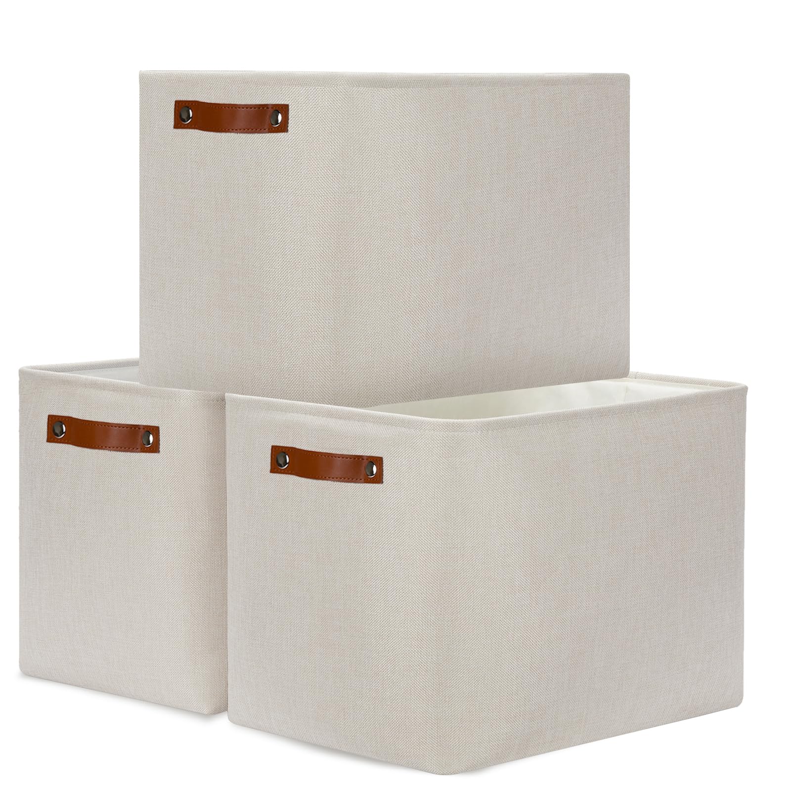 Dullemelo Large Storage Baskets, Fabric Storage Bins For Organizing Clothes, Large Storage Bins With Handles For Shelves Closet