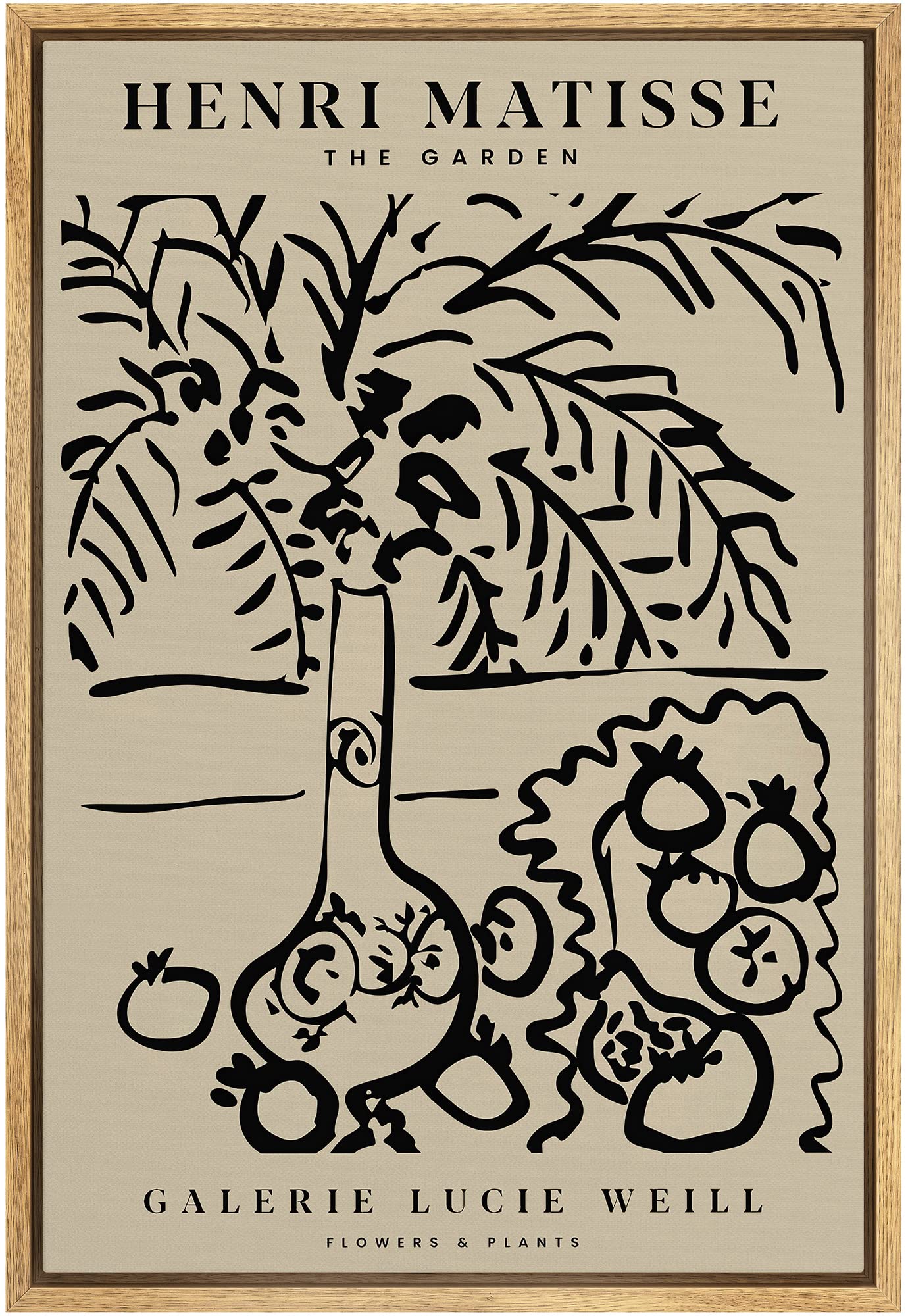 Signleader Framed Canvas Print Wall Art The Garden By Henri Matisse Classic Vintage Illustrations Fine Art Decorative Retro Mult