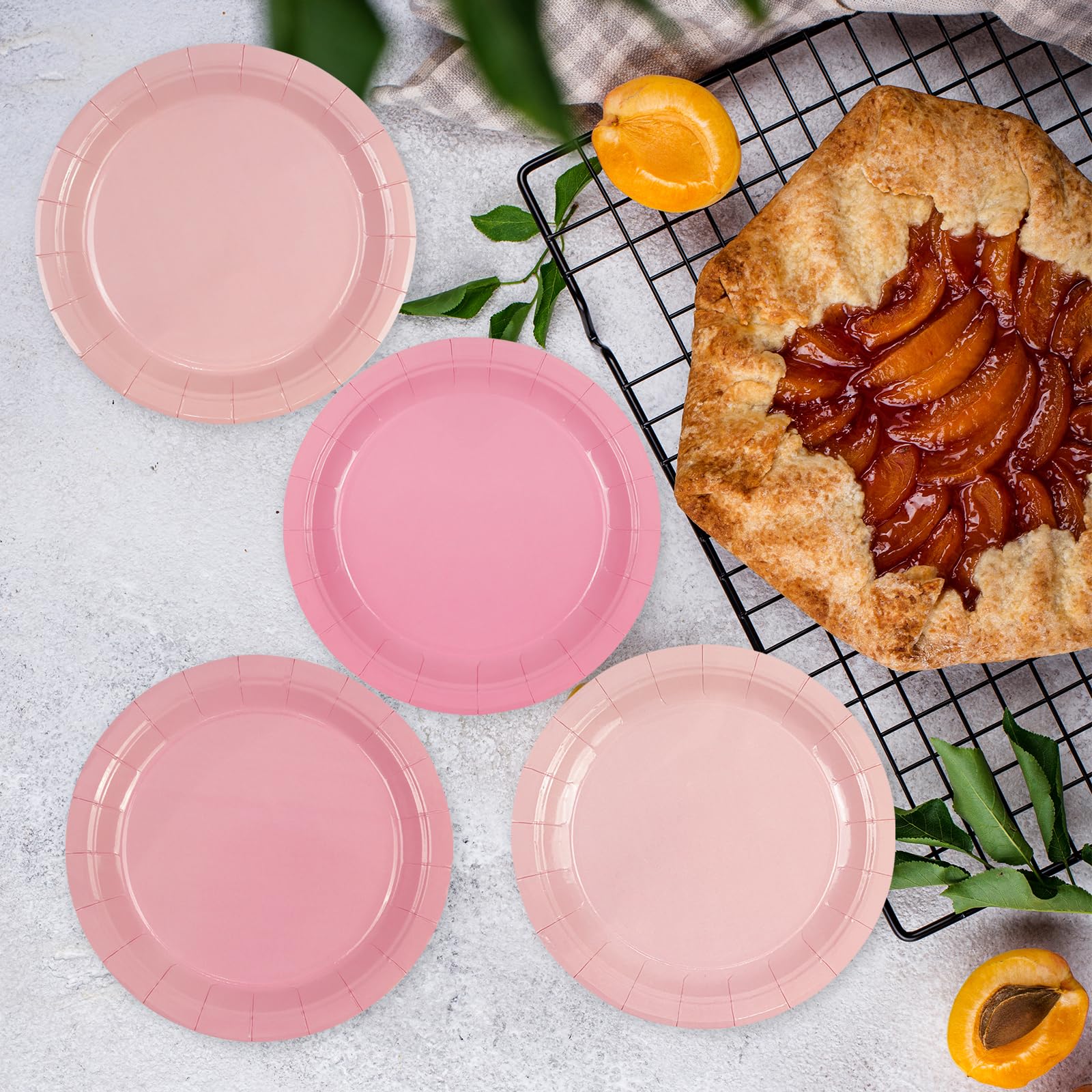 48Pcs Light Pink Paper Plates - 7Inch Gradient Pink Dessert Plate For Cake Salad Pizza Disposable Decoration Supplies For Valent