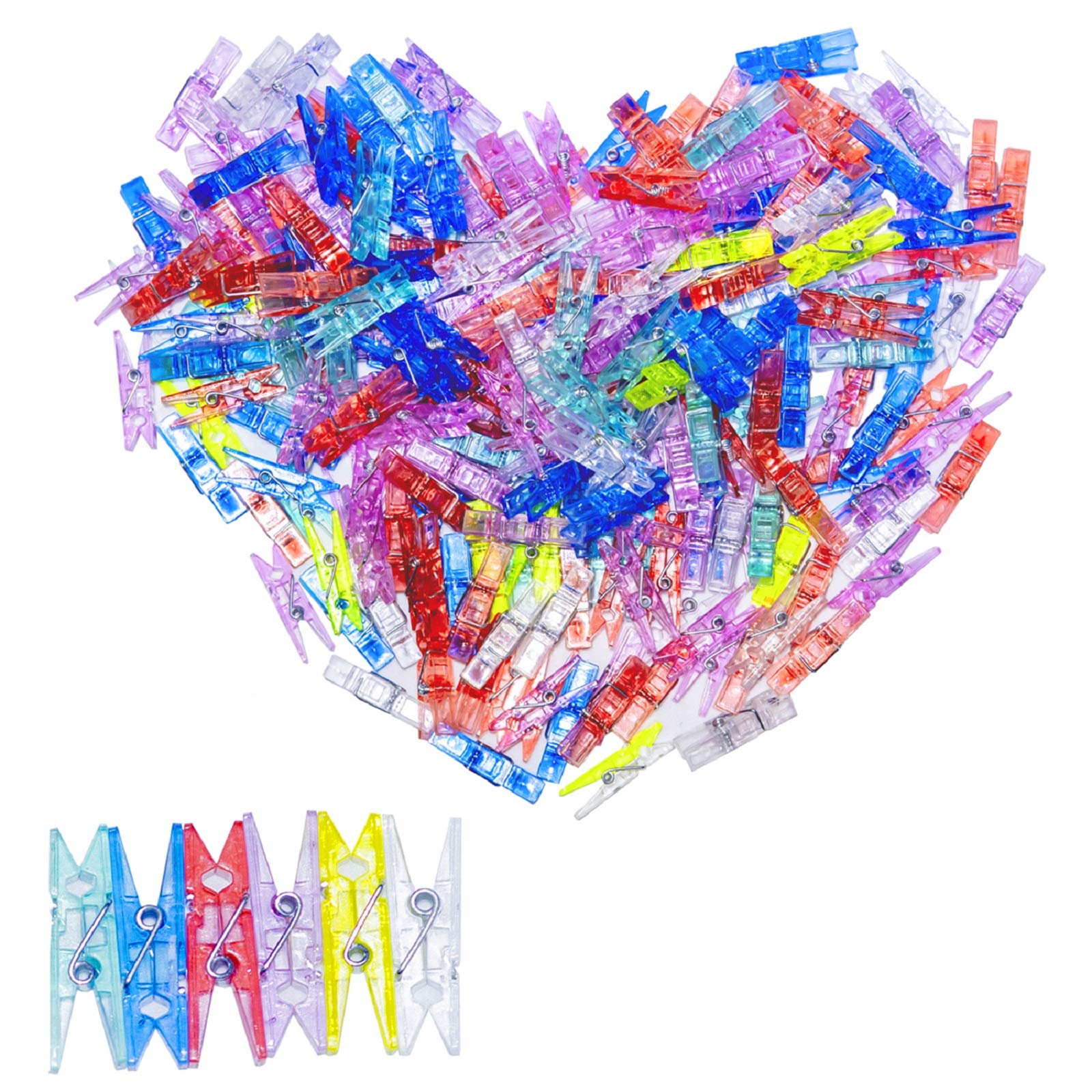 Angmln 120 Pieces Photo Clips Mini Colored Plastic Clips, Clothespins Binder Clips For Hanging String Fairy Lights Picture, Pola