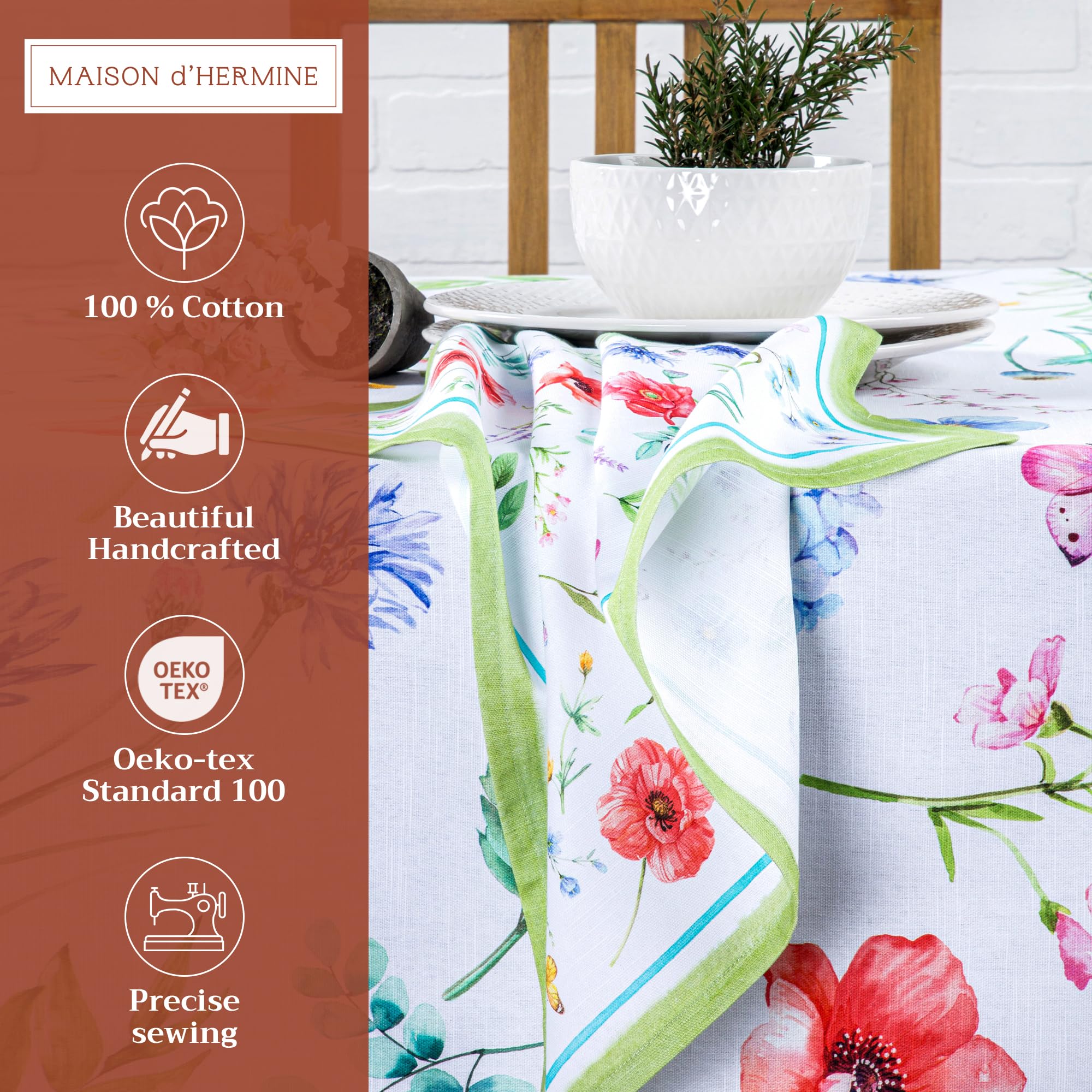 Maison D Hermine Napkins 20Ax20A 100% Cotton Set Of 4 Decorative Washable Table Cloth Napkin For Gifts, Kitchen, Party, Wedding,