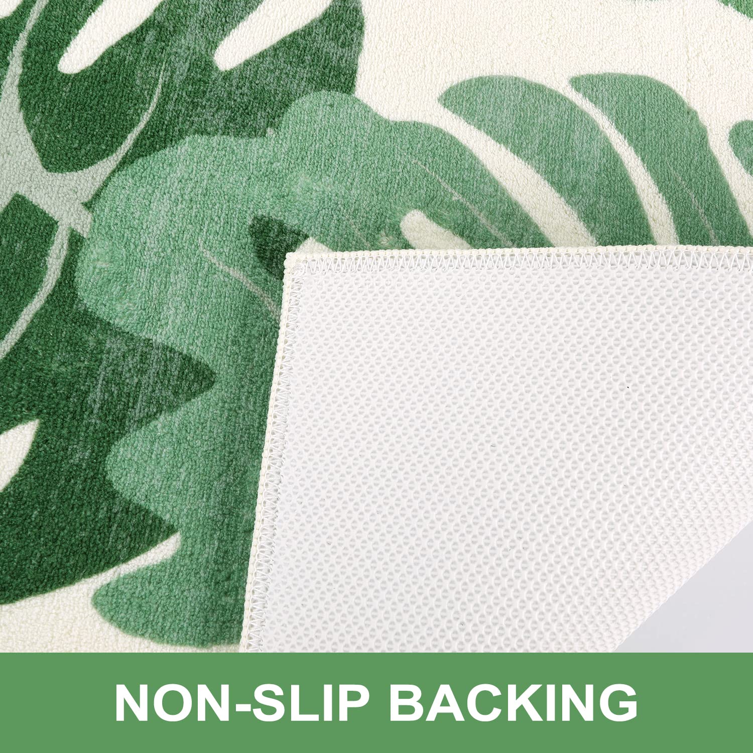 Haocoo Bathroom Runner Rugs 20X59 Inch,Non-Slip Bath Mat For Bathroom Rug Green Leaf Long Bathtub Mat,Soft Velvet Shower Mat Mac