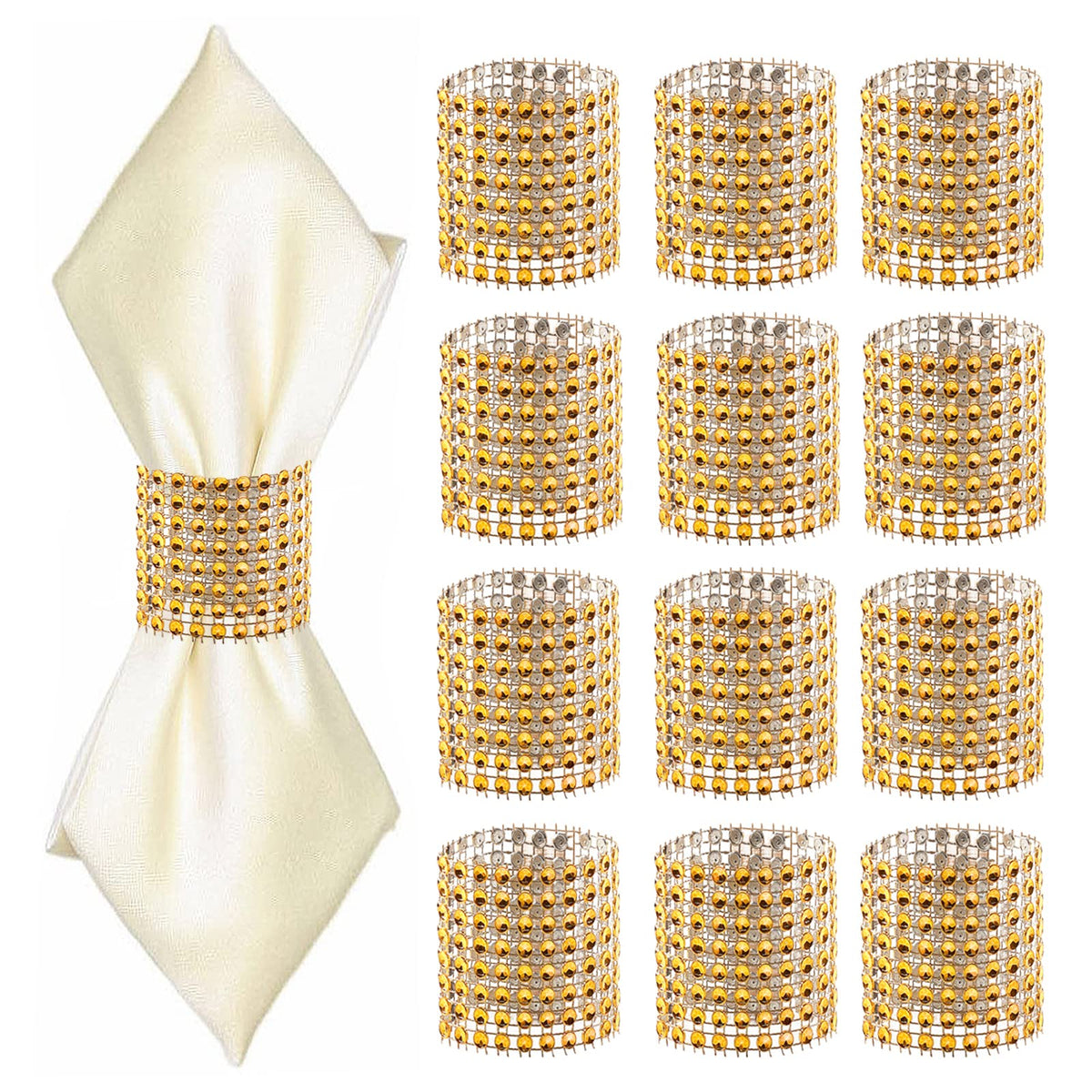 24Pack Napkin Rings, Gold Napkins Rings Plastic, Gold Napkin Holders For Anniversary, Birthday, Parties, Weddings And Dinners