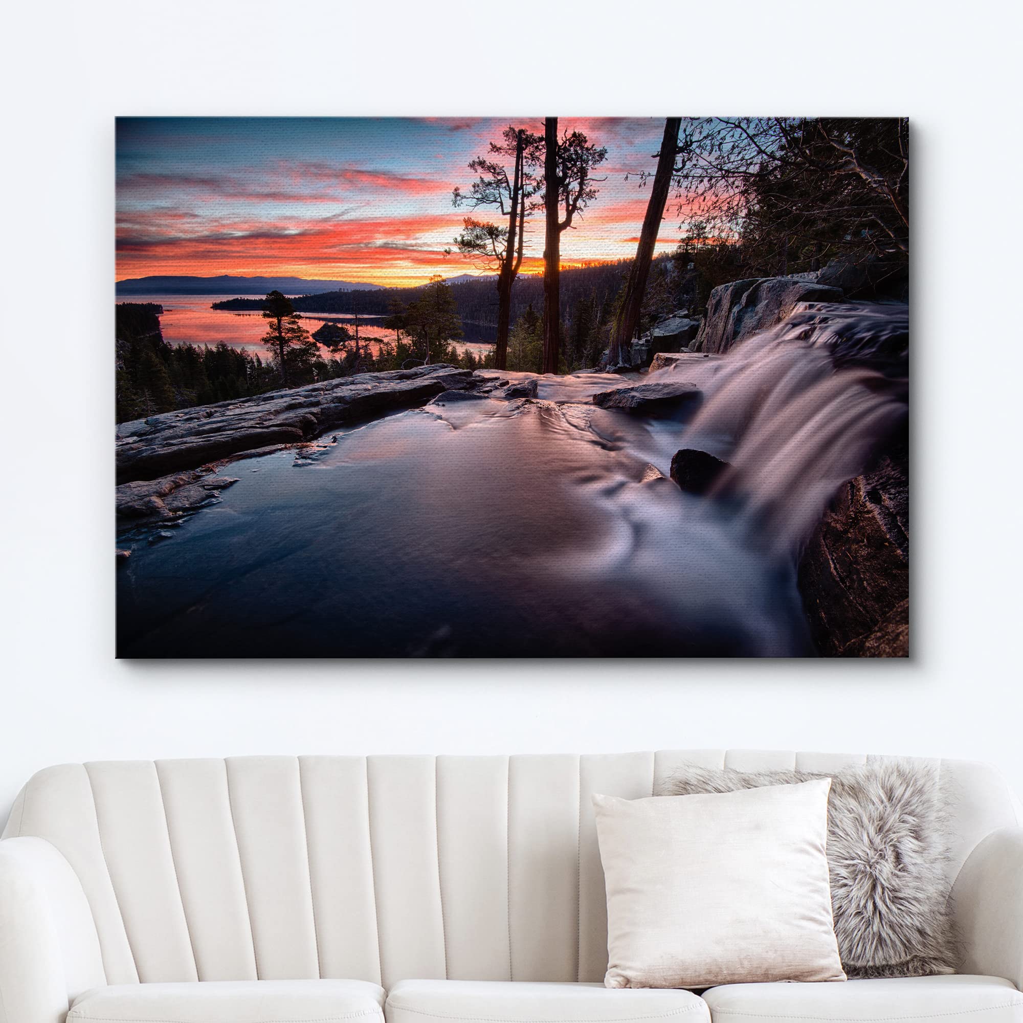 Wall26 Canvas Print Wall Art Water Rushes Over Lake At Sunset Nature Wilderness Photography Modern Rustic Scenic Relax/Calm Mult