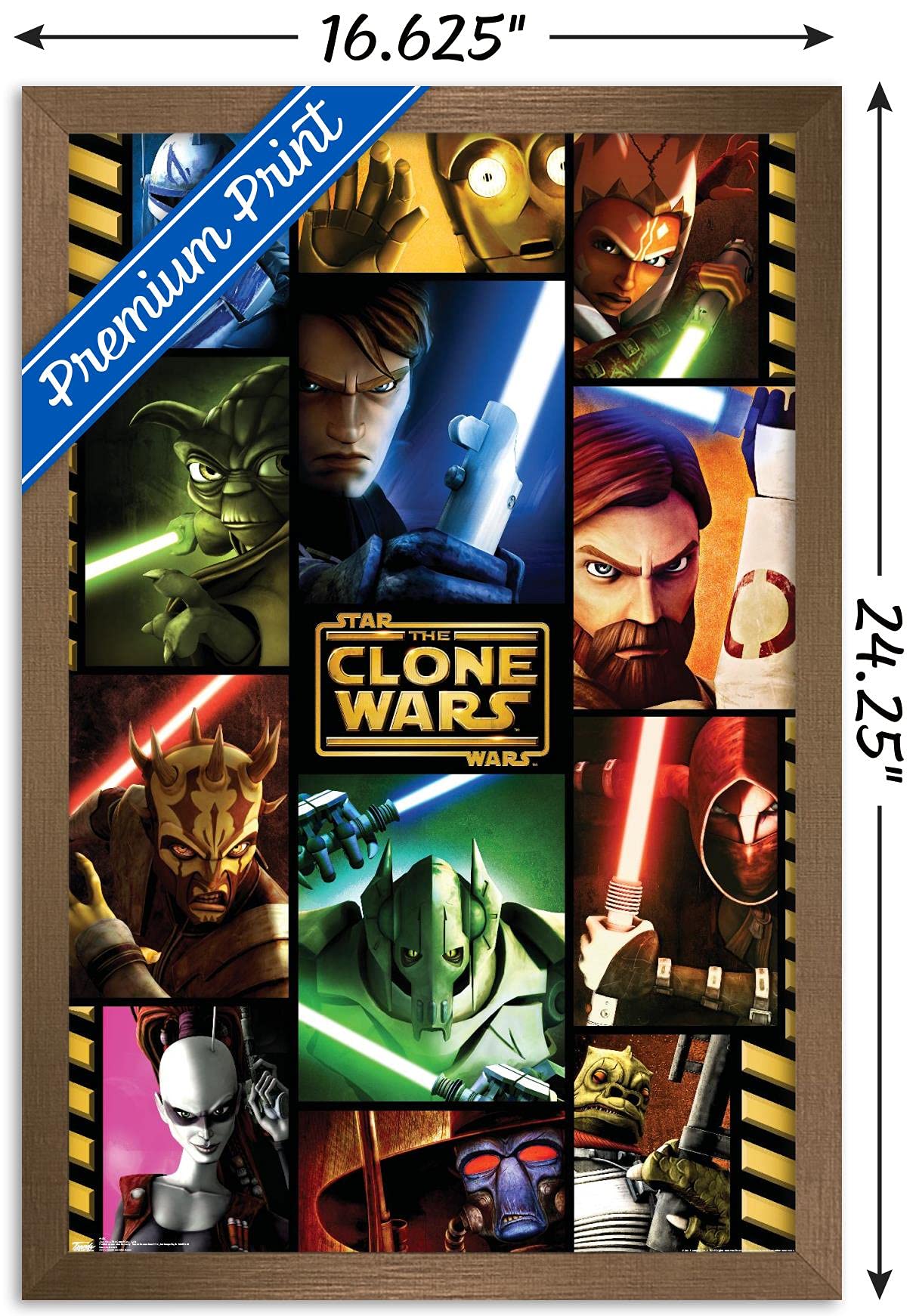 Trends International Star Clone Wars-Grid Wall Poster, 14.725'' X 22.375'', Bronze Framed Version