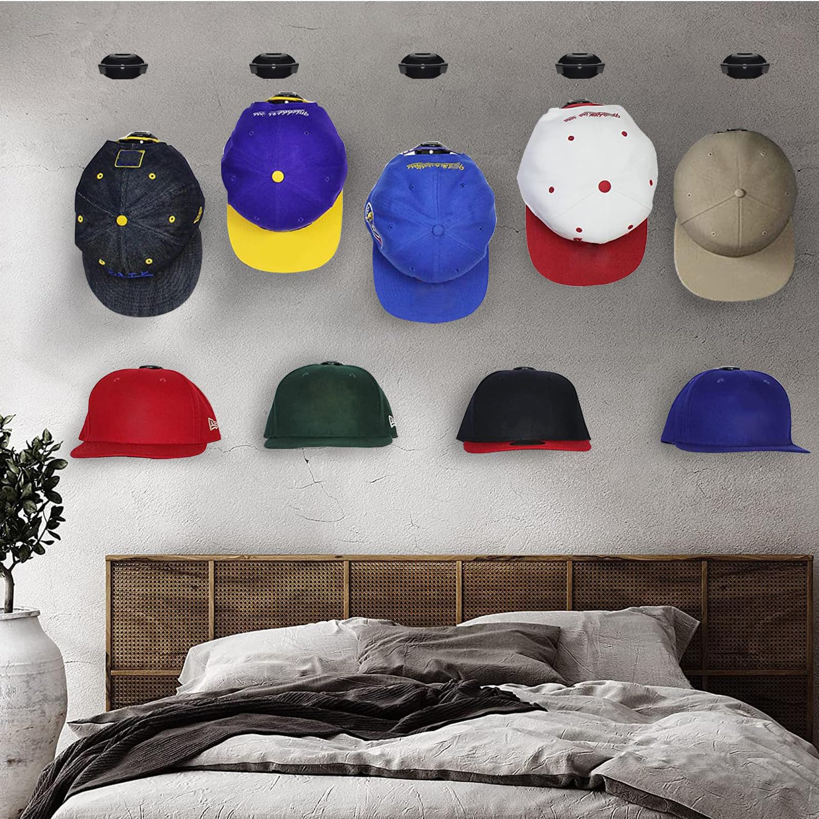 Ruipbote 24 Pack Adhesive Hat Hooks For Wall,Hat Rack For Baseball Caps, Hat Hangers For Wall, No Drilling,Upgraded Adhesive Hat