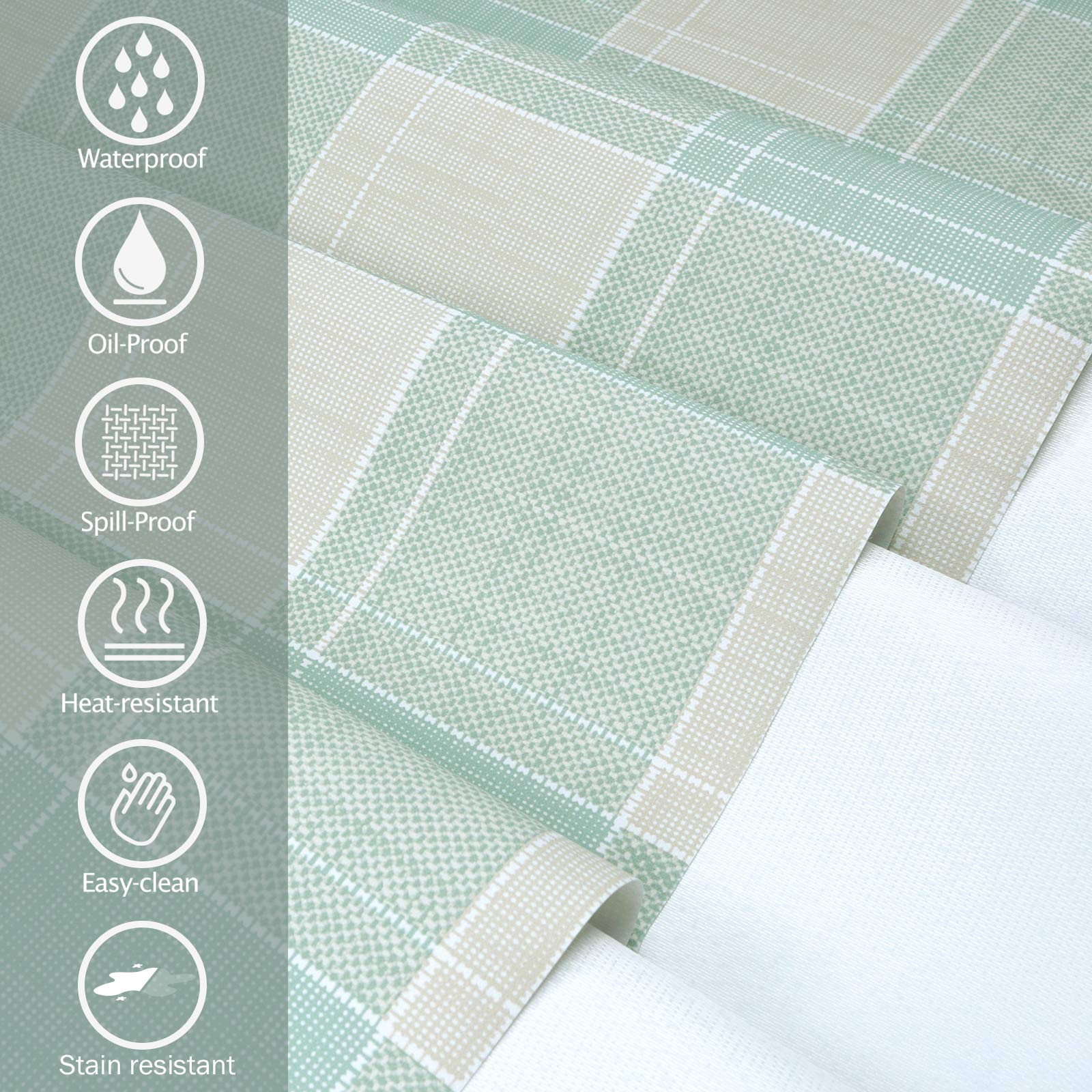 Aircowrie Waterproof Vinyl Tablecloths, Heavy Duty Oil Proof Spill Proof Plastic Table Cloth, Wipe Clean Pvc Table Cover For Spr