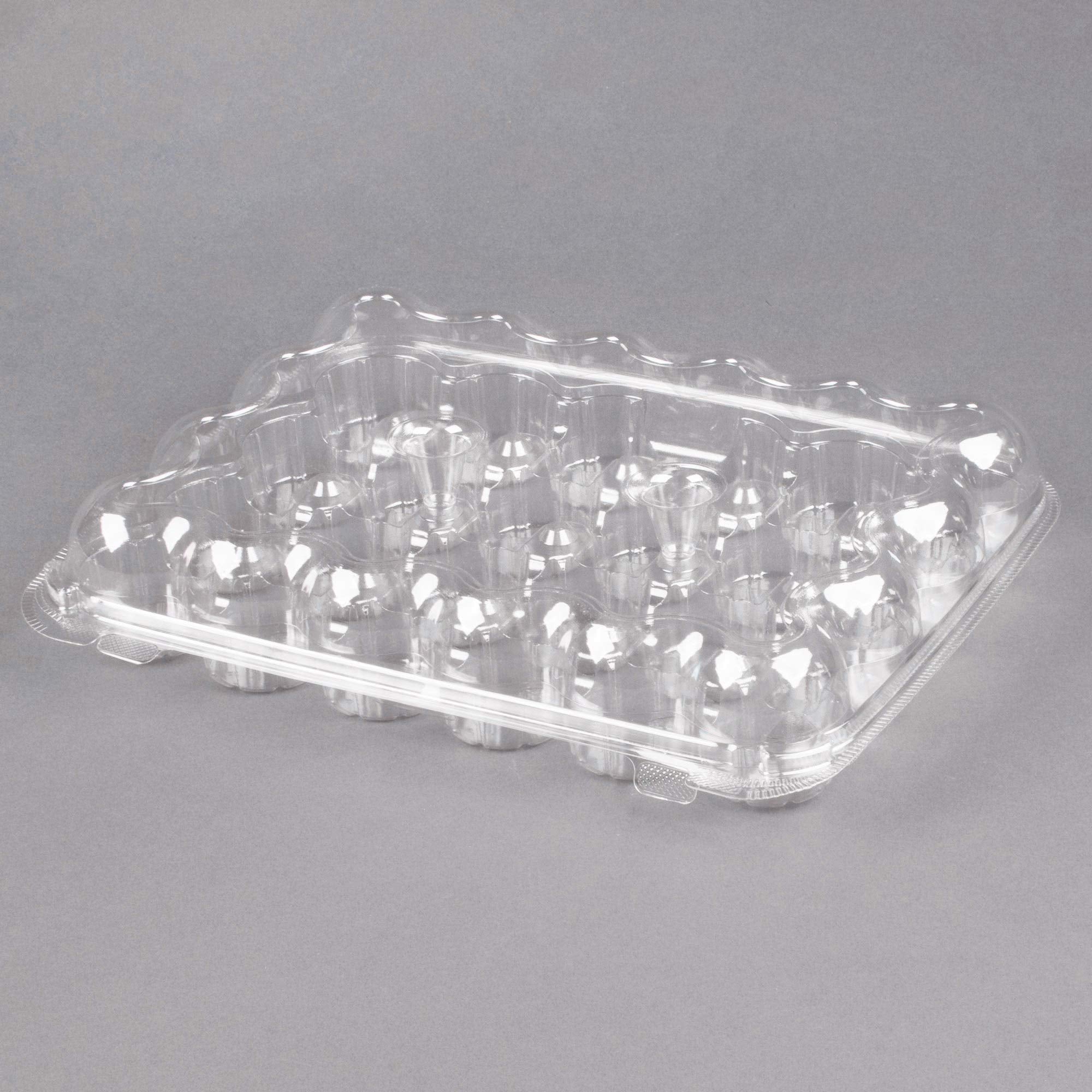 5 Cupcake Containers Plastic Disposable | Clear Mini Cupcake Boxes 24 Compartment Cupcake Holders Disposable Cupcake Carrier | 2