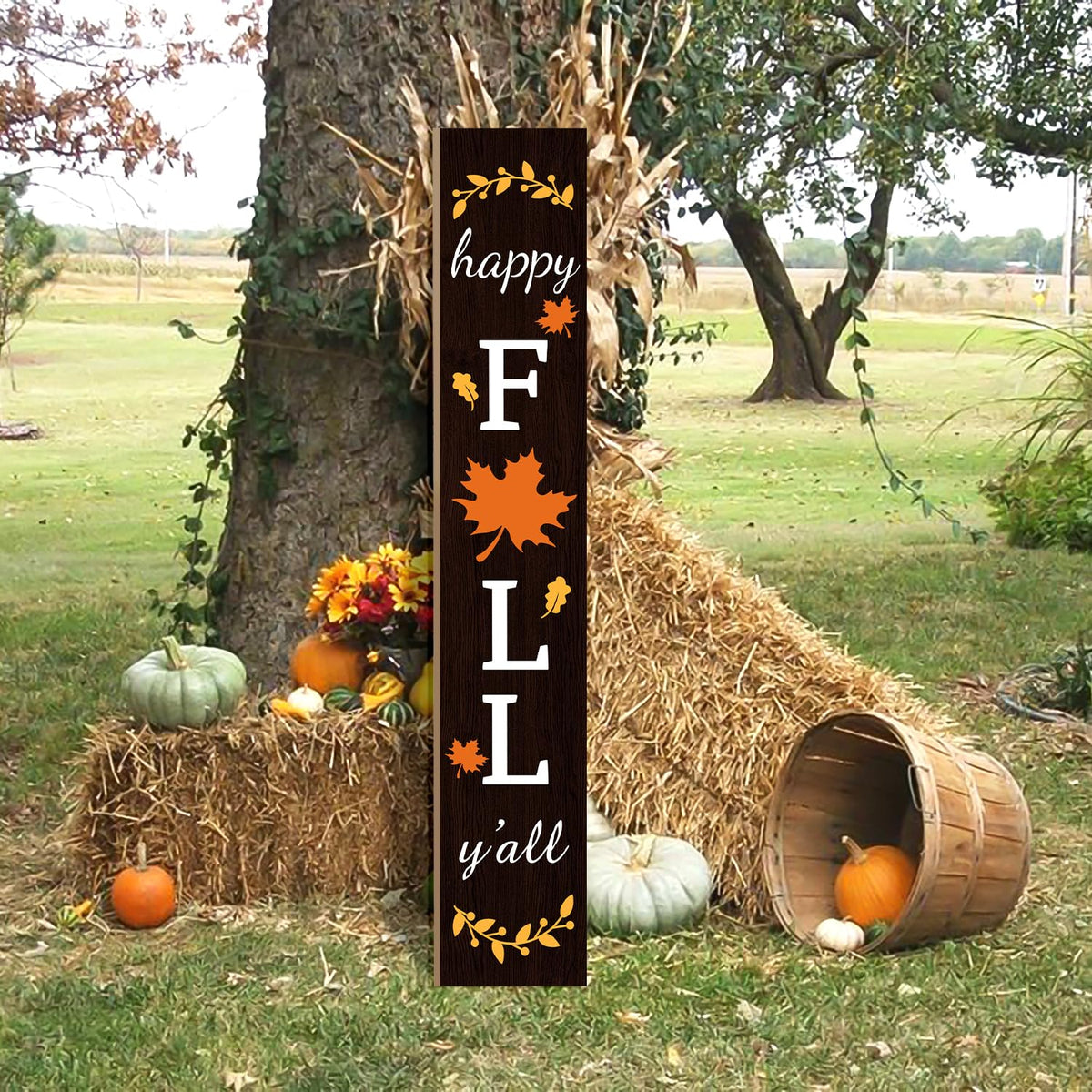 Fall Porch Sign Wooden Hanging Porch Decor Autumn Thanksgiving Vertica ...