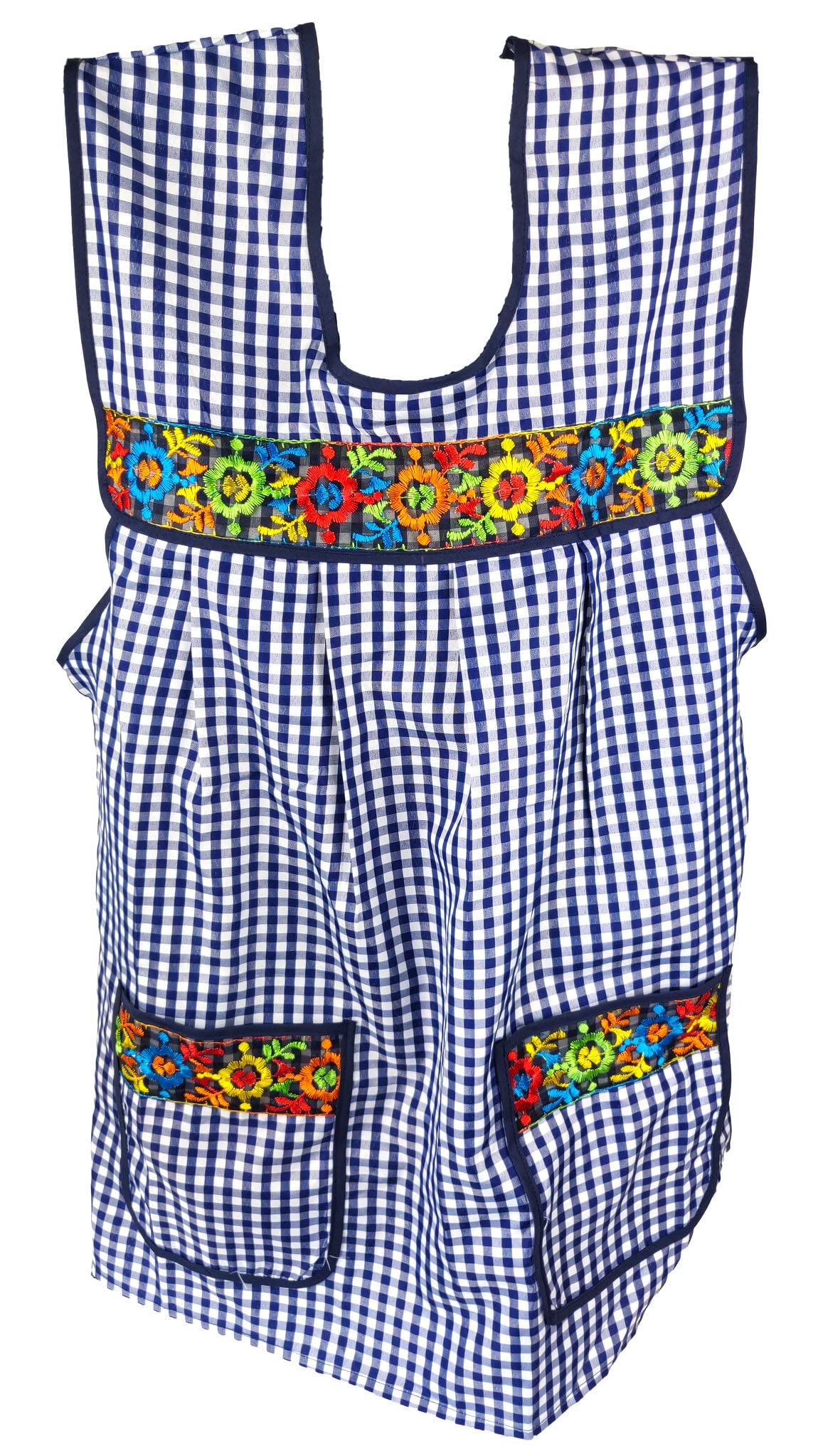 Cuit  Xi Traditional Mexican Apron For Women With Pockets Beautiful Flower Embroidery - Mandiles Para Mujer Mexicanos Mandil