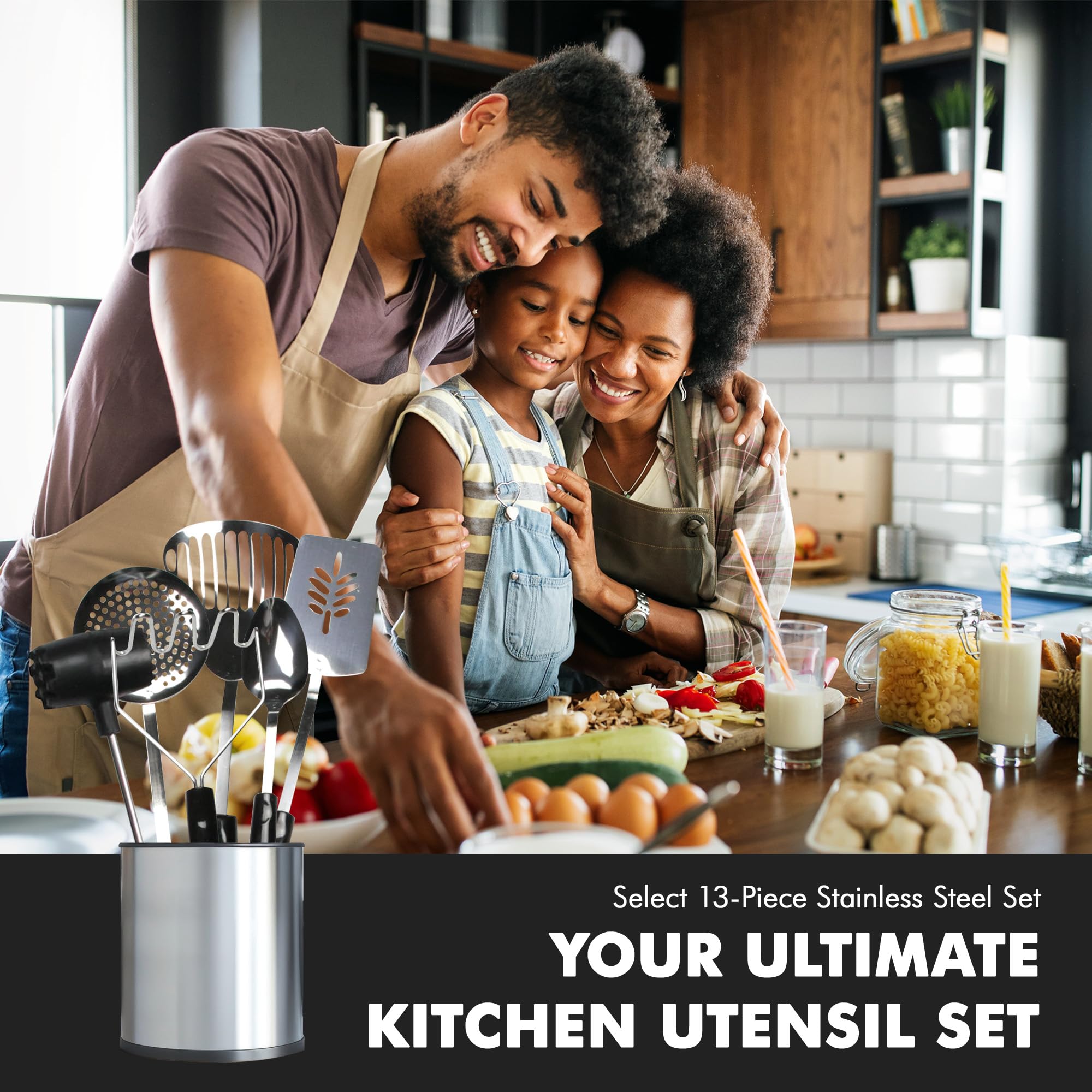 Chef Craft Select Kitchen Tool And Utensil, 13 Piece Set, Stainless Steel/Black
