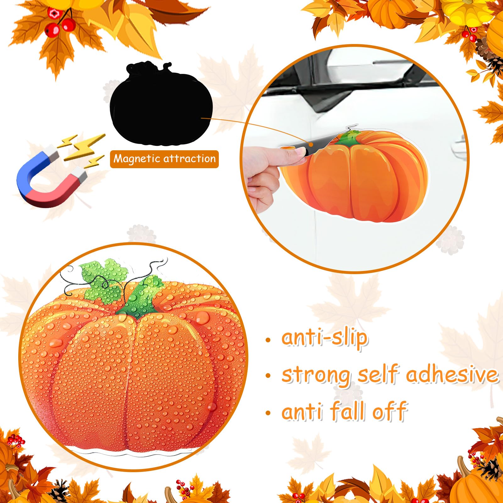 JULMELON Fall Pumpkin Magnets, 22pcs Thanksgiving Autumn Pumpkin Magnets Stickers Decorations Accessories for Fall Halloween Tha