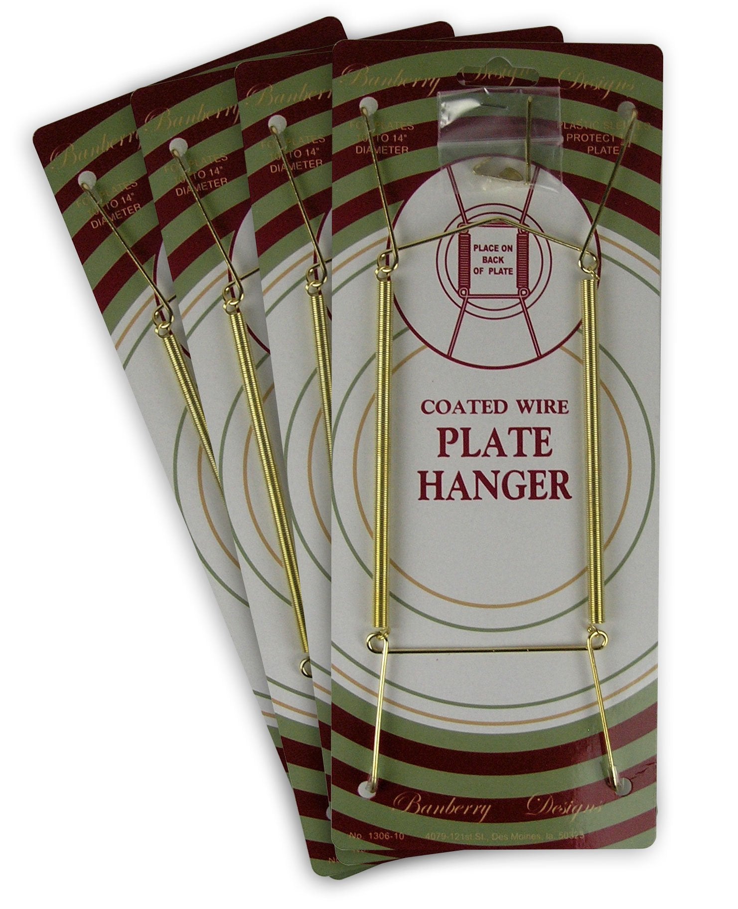 Brass Vinyl Coated Plate Hanger 10 To 14 Inch Pack Of 4 Hangers - Plate Hangers For The Wall