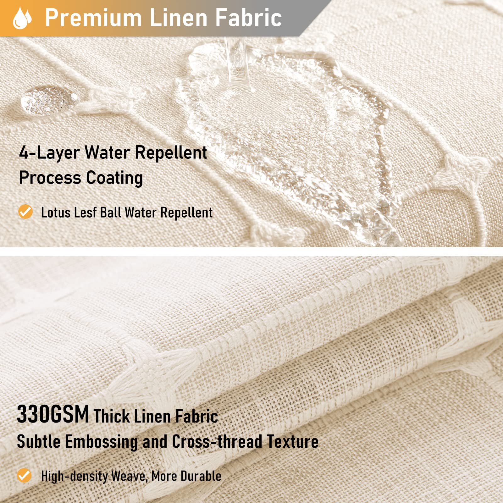 Bttn Extra Long Shower Curtain - 72X96 Inch Long Boho Chic Linen Fabric Heavy Duty Shower Curtain Set With Plastic Hooks, Tall F