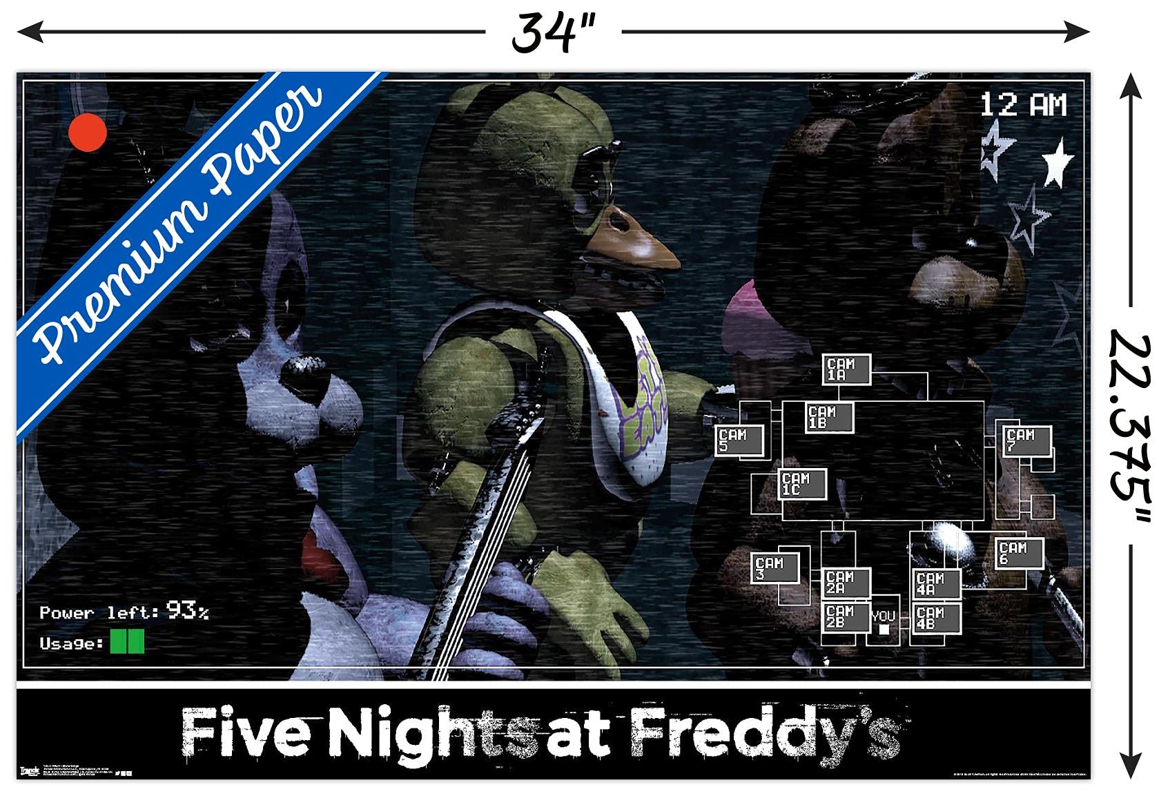 Trends International Five Nights At Freddy'S - Show Stage Wall Poster, 22.375'' X 34'', Premium Poster & Mount Bundle